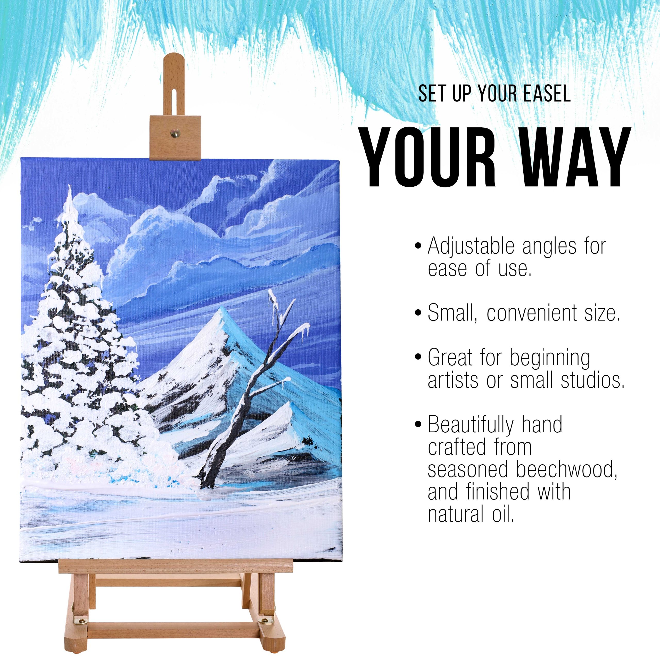 38 High Wooden H-Frame Studio Tabletop Easel for Painting - Adjustable Artist Table Top Easel. Holds Up to 22 Canvas - Small Portable Display Easel. Paint Canvas Stand - Image 4