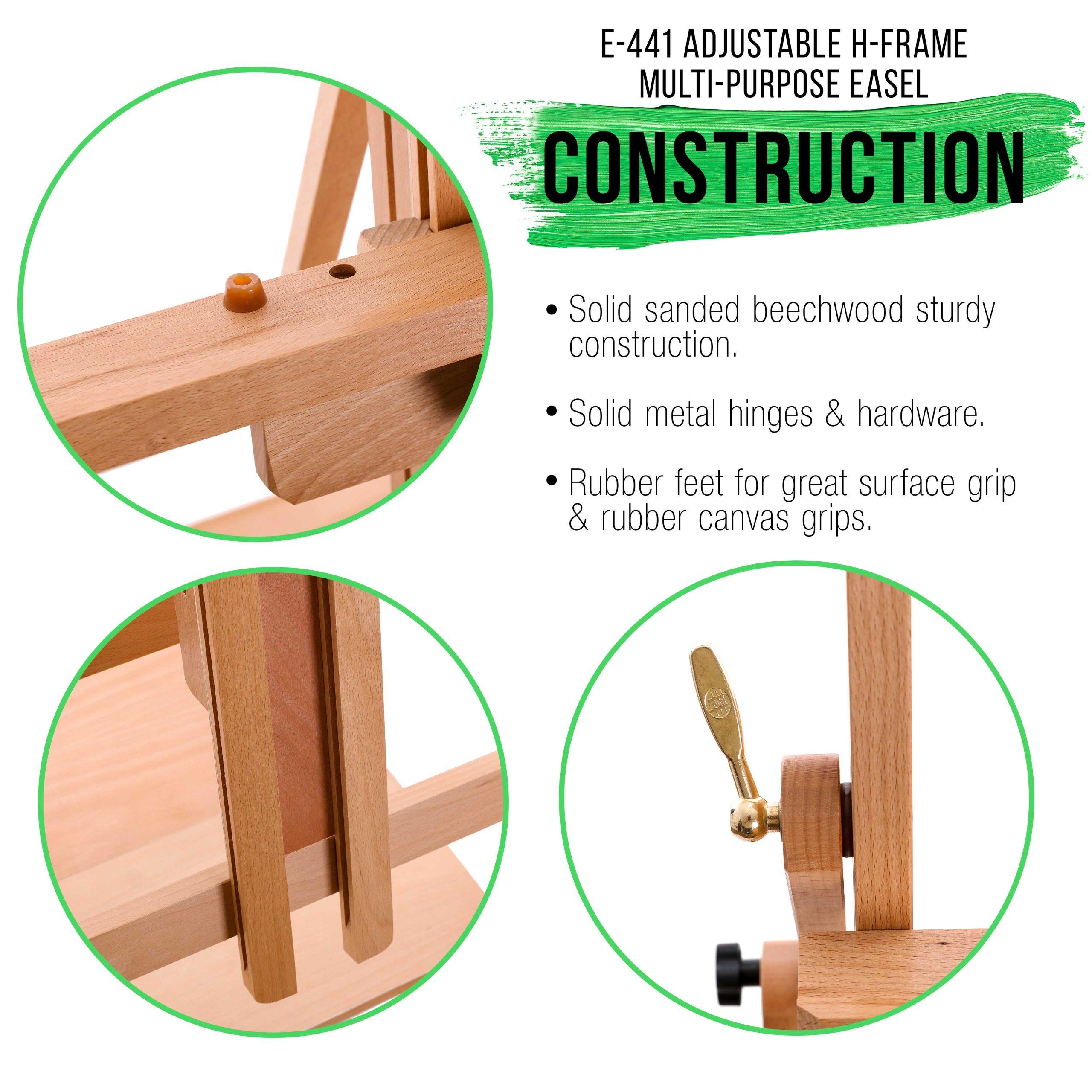 Large Adjustable H-Frame Multi-Purpose Studio Artist Easel - 88 High. Holds 59 Canvas - Sturdy Wooden Floor Painting Holder. Display Stand. designed as Painting Easel for Adults - Image 5