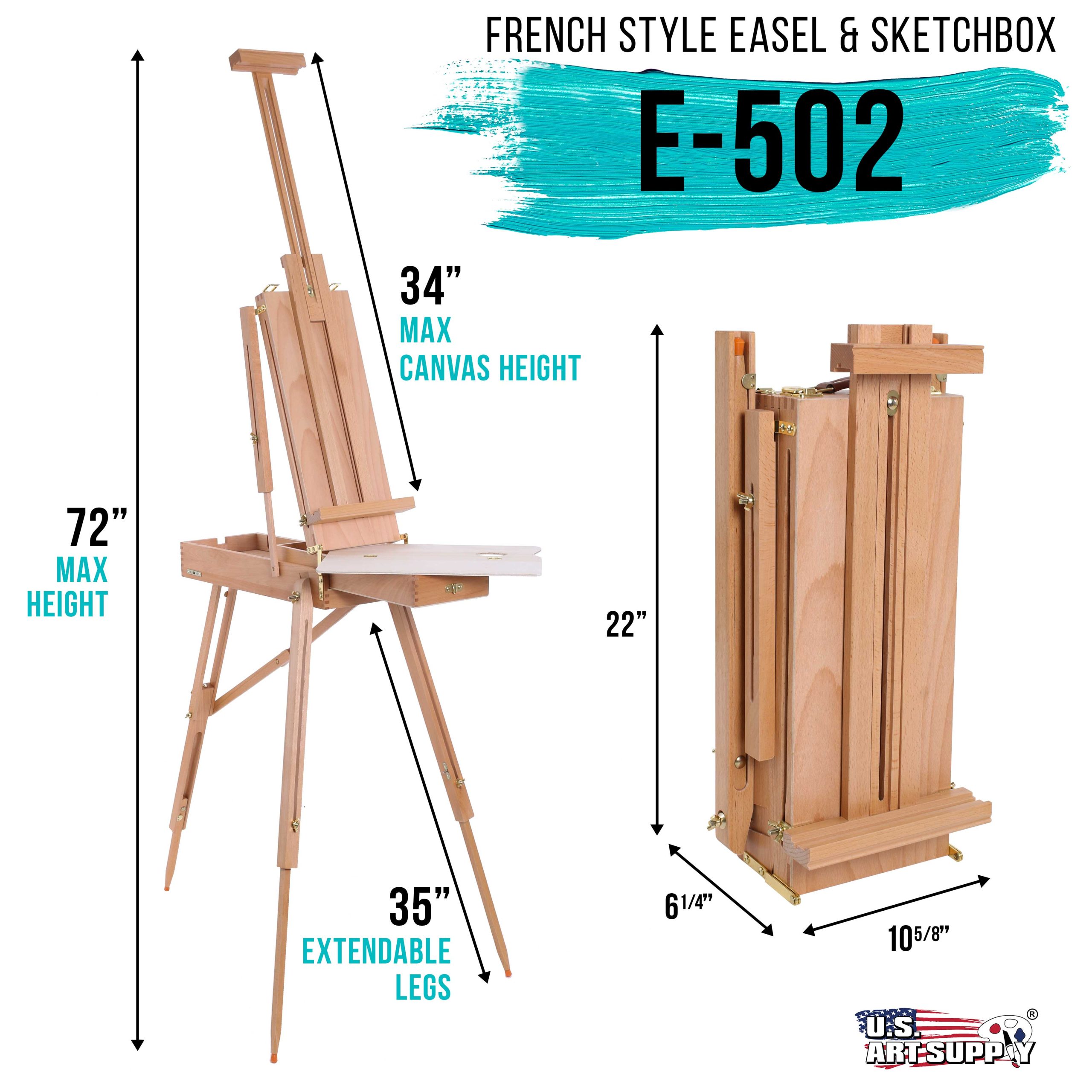 Coronado Small Wooden French Style Field & Studio Sketchbox Easel - Art Easel for Adults. Drawer. Palette - Adjustable Wood Tripod Stand. Portable Artist Table For Painting. Sketching - Image 2