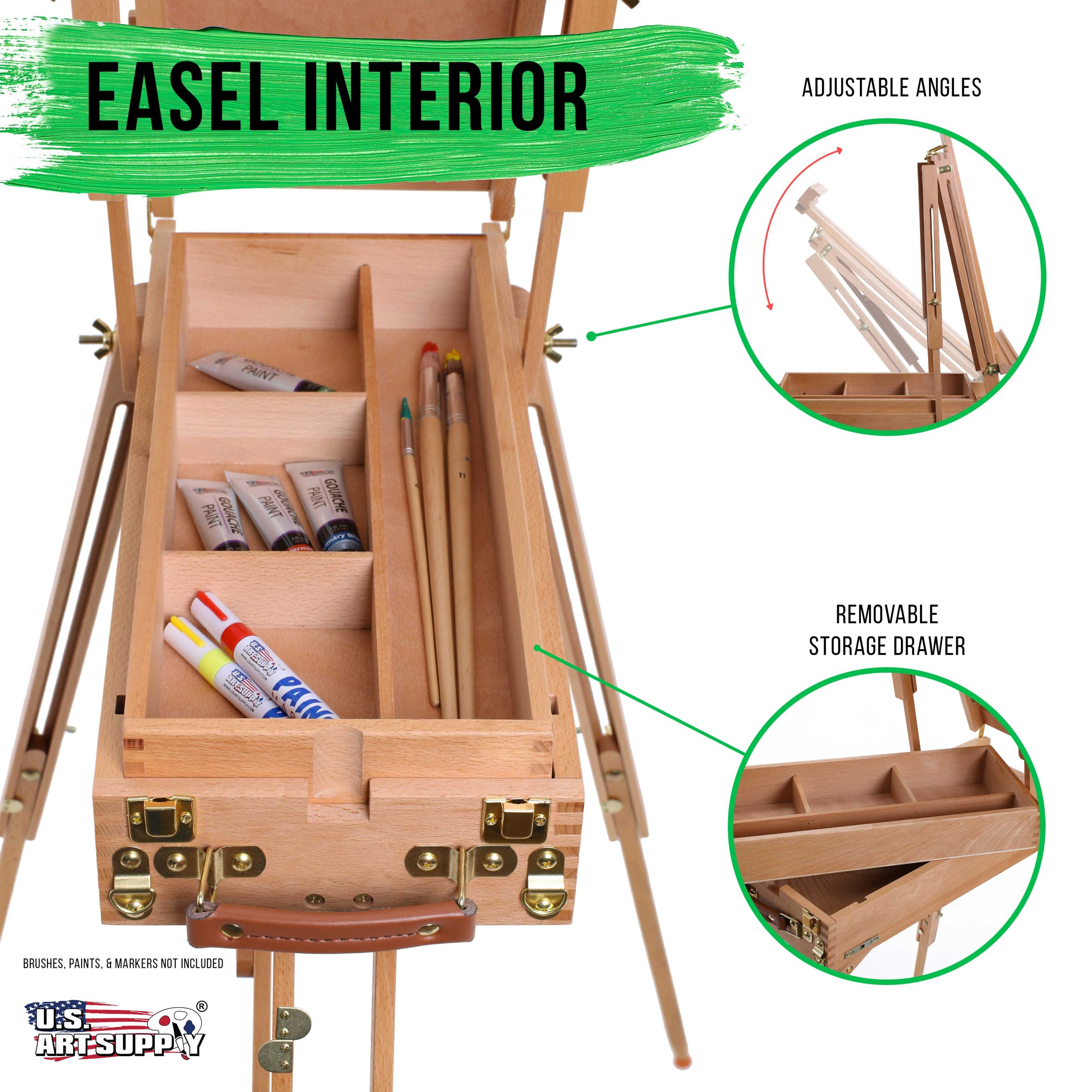 Coronado Small Wooden French Style Field & Studio Sketchbox Easel - Art Easel for Adults. Drawer. Palette - Adjustable Wood Tripod Stand. Portable Artist Table For Painting. Sketching - Image 3