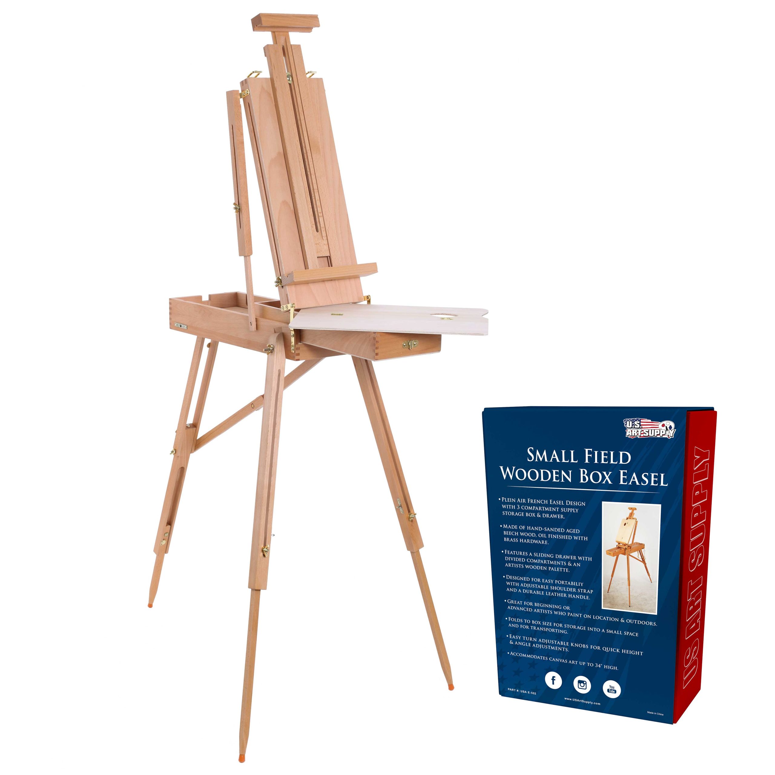 Coronado Small Wooden French Style Field & Studio Sketchbox Easel - Art Easel for Adults. Drawer. Palette - Adjustable Wood Tripod Stand. Portable Artist Table For Painting. Sketching