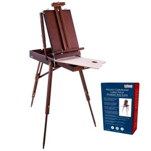 Large Walnut French Easel. Adjustable Plein Air Easels. Beechwood Sketchbox Tripod for Field & Studio Painting Easel for Adults. Drawing. Display - Portable with Drawer & Palette