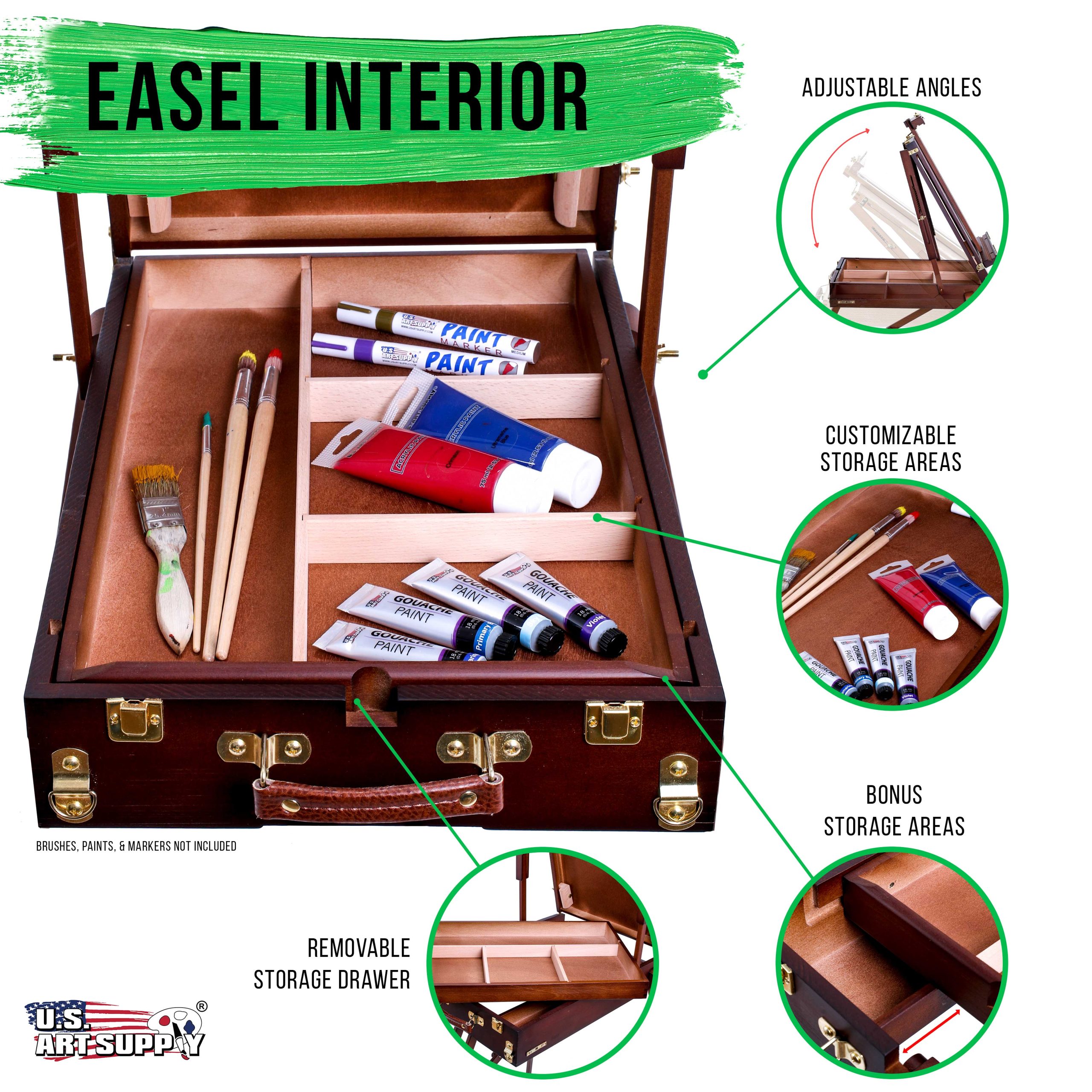 Large Walnut French Easel. Adjustable Plein Air Easels. Beechwood Sketchbox Tripod for Field & Studio Painting Easel for Adults. Drawing. Display - Portable with Drawer & Palette - Image 3