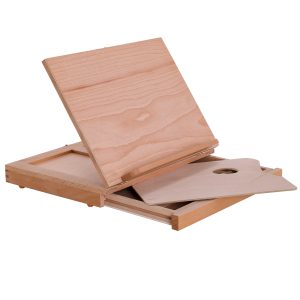 Solid Solana Adjustable Wood Art Easel: Portable Beechwood Tabletop Easel with Storage Drawer & Palette for Painting & Drawing. Artist Desktop