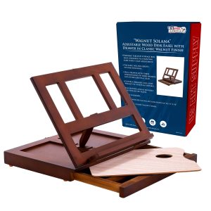 Walnut Adjustable Wooden Art Easel: Portable Tabletop Easel with Storage 3-Drawers & Paint Palette - Beechwood Table Top Easels for Painting. Canvas. Artist Stand & Drawing Board