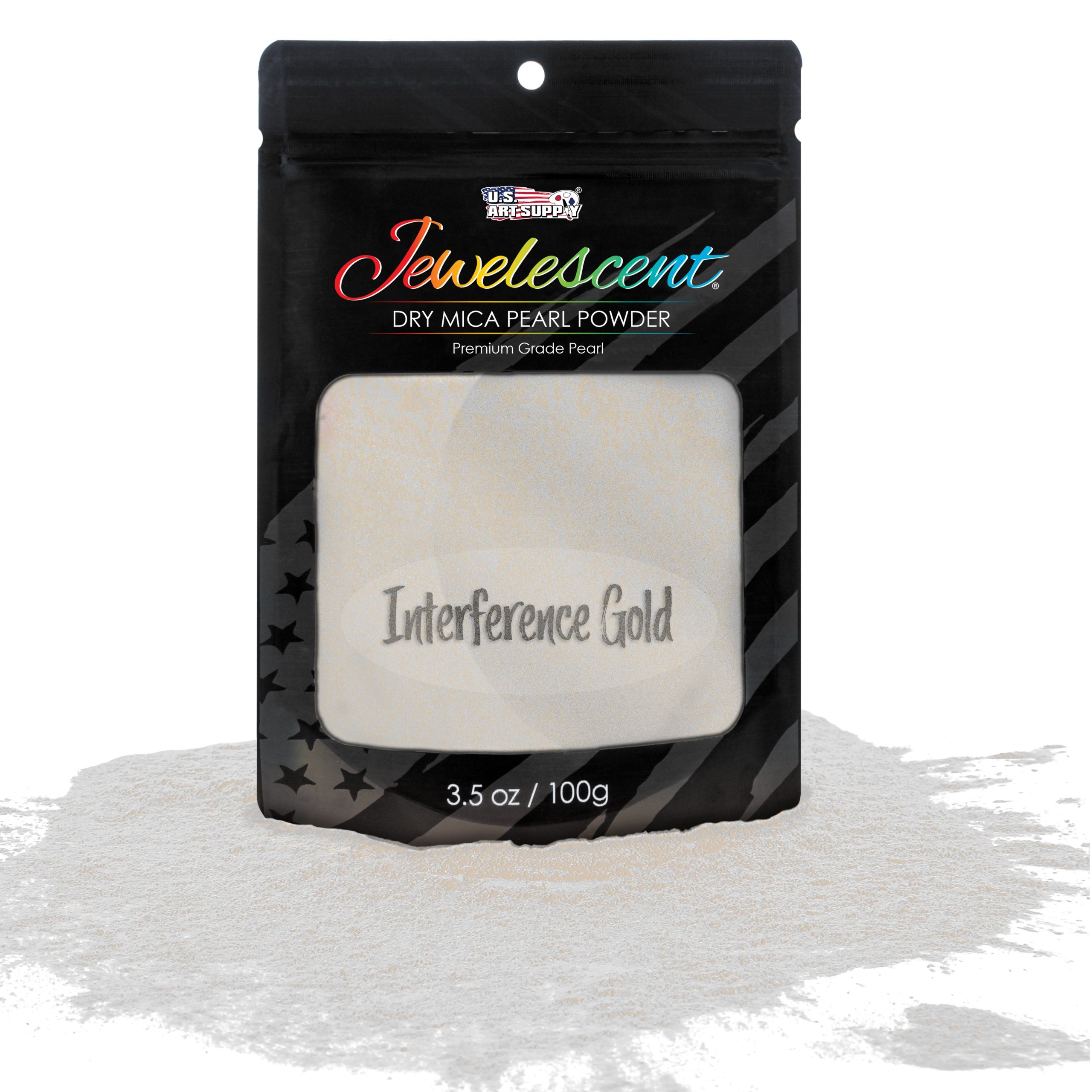 Jewelescent Mica Pearl Pigment Powder. Interference Gold 3.5 oz (100g) Pouch - Cosmetic Grade. Epoxy Resin Color Pigment. Mica Powder for Resin. Soap. Slime. Candle Dye. Art. Crafts