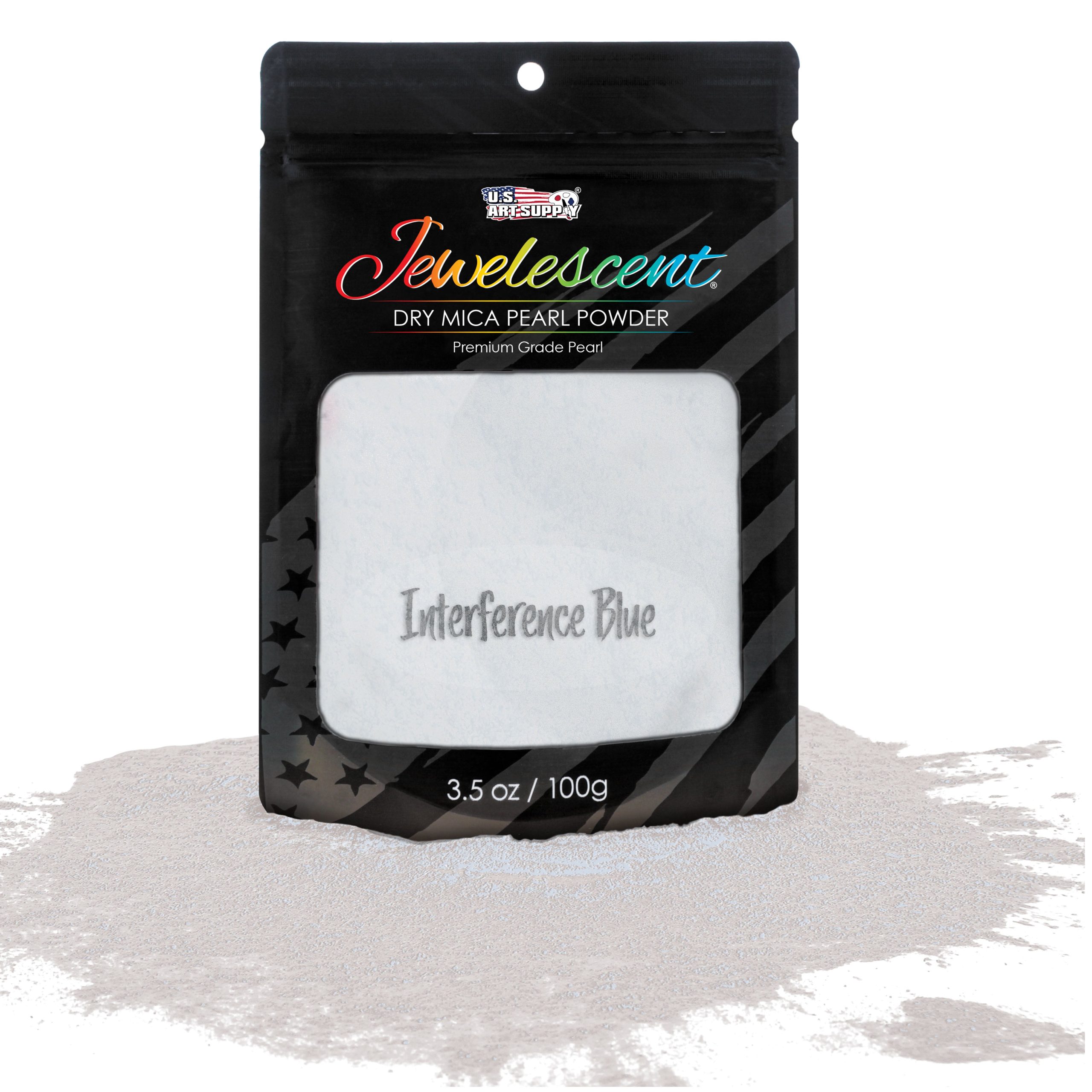 Jewelescent Mica Pearl Pigment Powder. Interference Blue 3.5 oz (100g) Pouch - Cosmetic Grade. Epoxy Resin Color Pigment. Mica Powder for Resin. Soap. Slime. Candle Dye. Art. Crafts