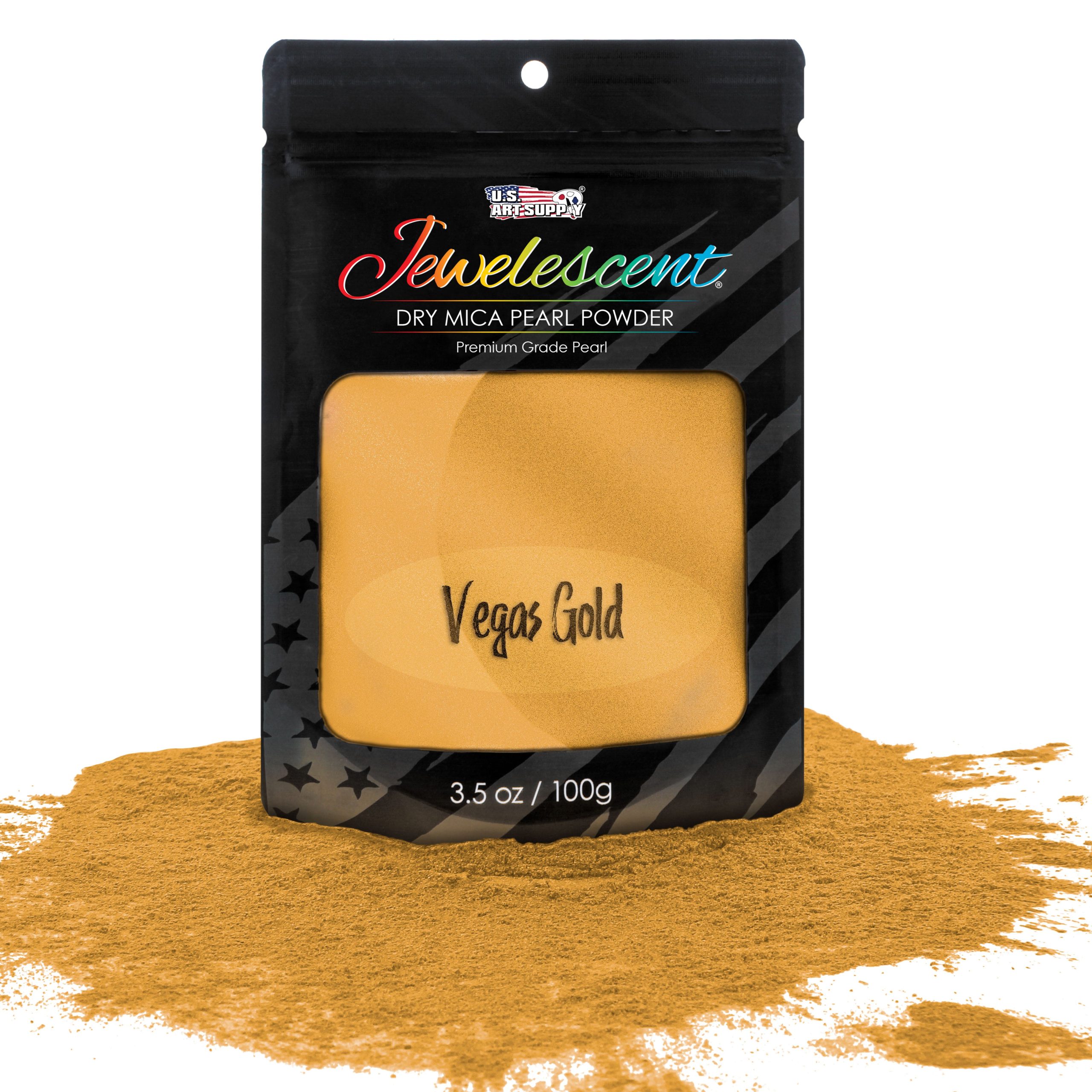 Jewelescent Mica Pearl Pigment Powder. Interference Gold 3.5 oz (100g) Pouch - Cosmetic Grade. Epoxy Resin Color Pigment. Mica Powder for Resin. Soap. Slime. Candle Dye. Art. Crafts
