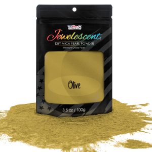Jewelescent Mica Pearl Pigment Powder. Olive Gold 3.5 oz (100g) Pouch - Cosmetic Grade. Epoxy Resin Color Pigment. Mica Powder for Resin. Soap. Slime. Candle Dye. Art