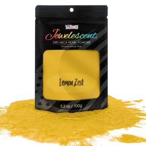 Jewelescent Mica Pearl Pigment Powder. Lemon Zest 3.5 oz (100g) Pouch - Cosmetic Grade. Epoxy Resin Color Pigment. Mica Powder for Resin. Soap. Slime. Candle Dye. Art