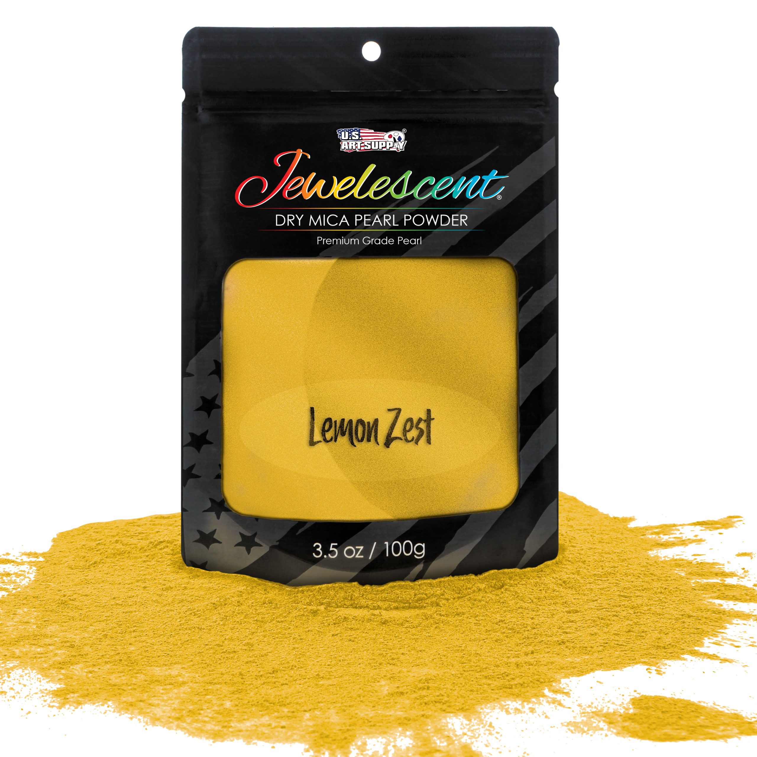 Jewelescent Mica Pearl Pigment Powder. Lemon Zest 3.5 oz (100g) Pouch - Cosmetic Grade. Epoxy Resin Color Pigment. Mica Powder for Resin. Soap. Slime. Candle Dye. Art