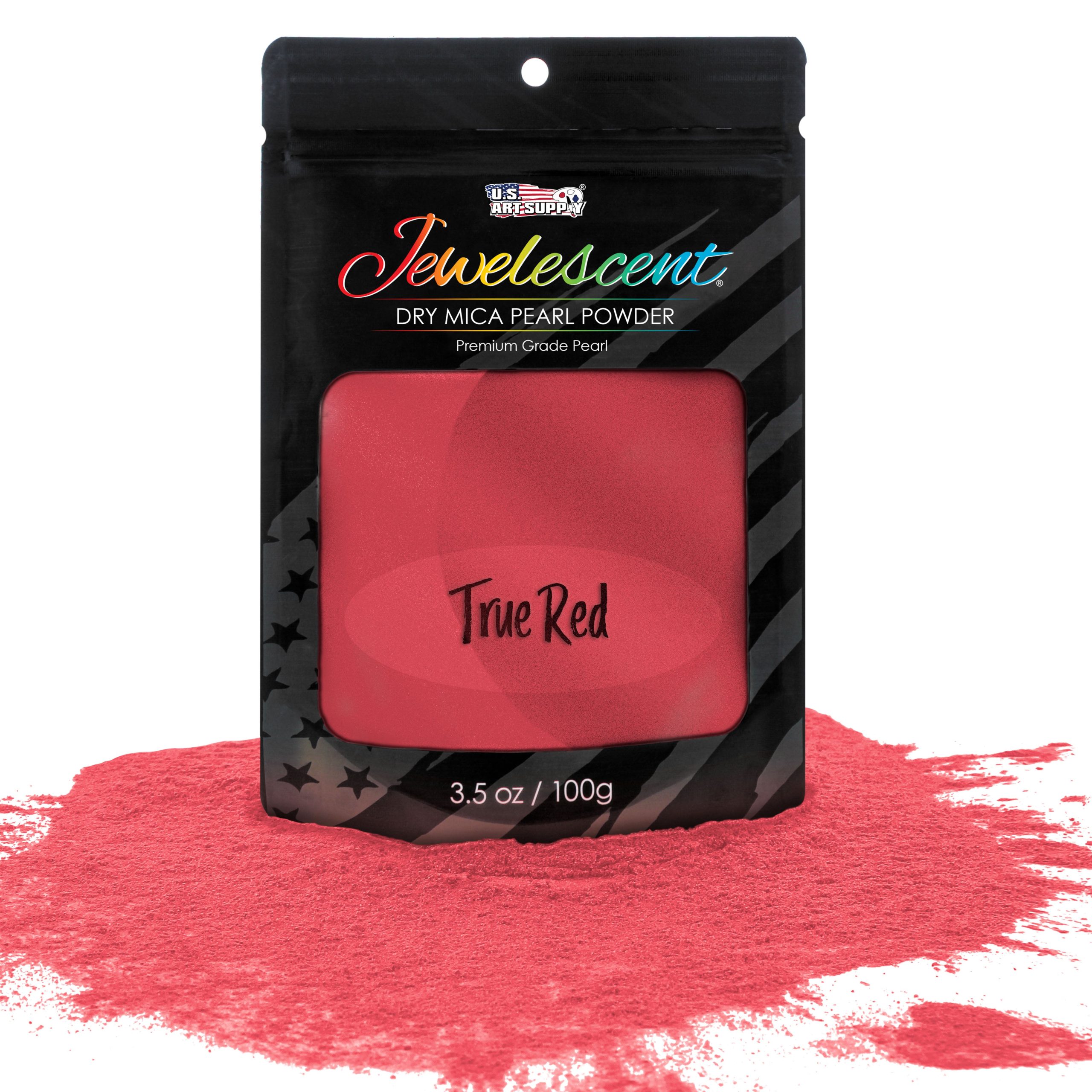 Jewelescent Mica Pearl Pigment Powder. True Red 3.5 oz (100g) Pouch - Cosmetic Grade. Epoxy Resin Color Pigment. Mica Powder for Resin. Soap. Slime. Candle Dye. Art. Crafts