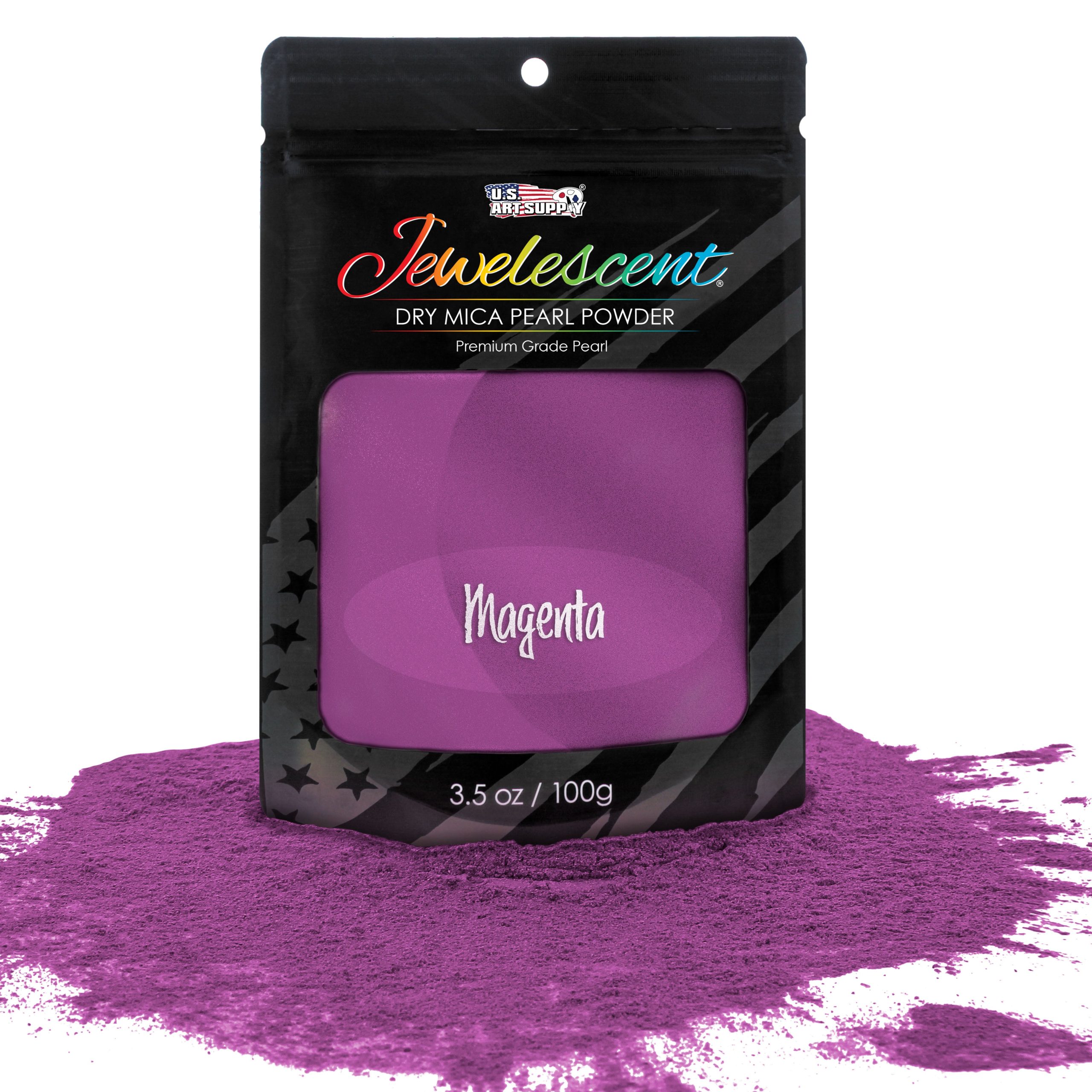 Jewelescent Mica Pearl Pigment Powder. Magenta 3.5 oz (100g) Pouch - Cosmetic Grade. Epoxy Resin Color Pigment. Mica Powder for Resin. Soap. Slime. Candle Dye. Art. Crafts