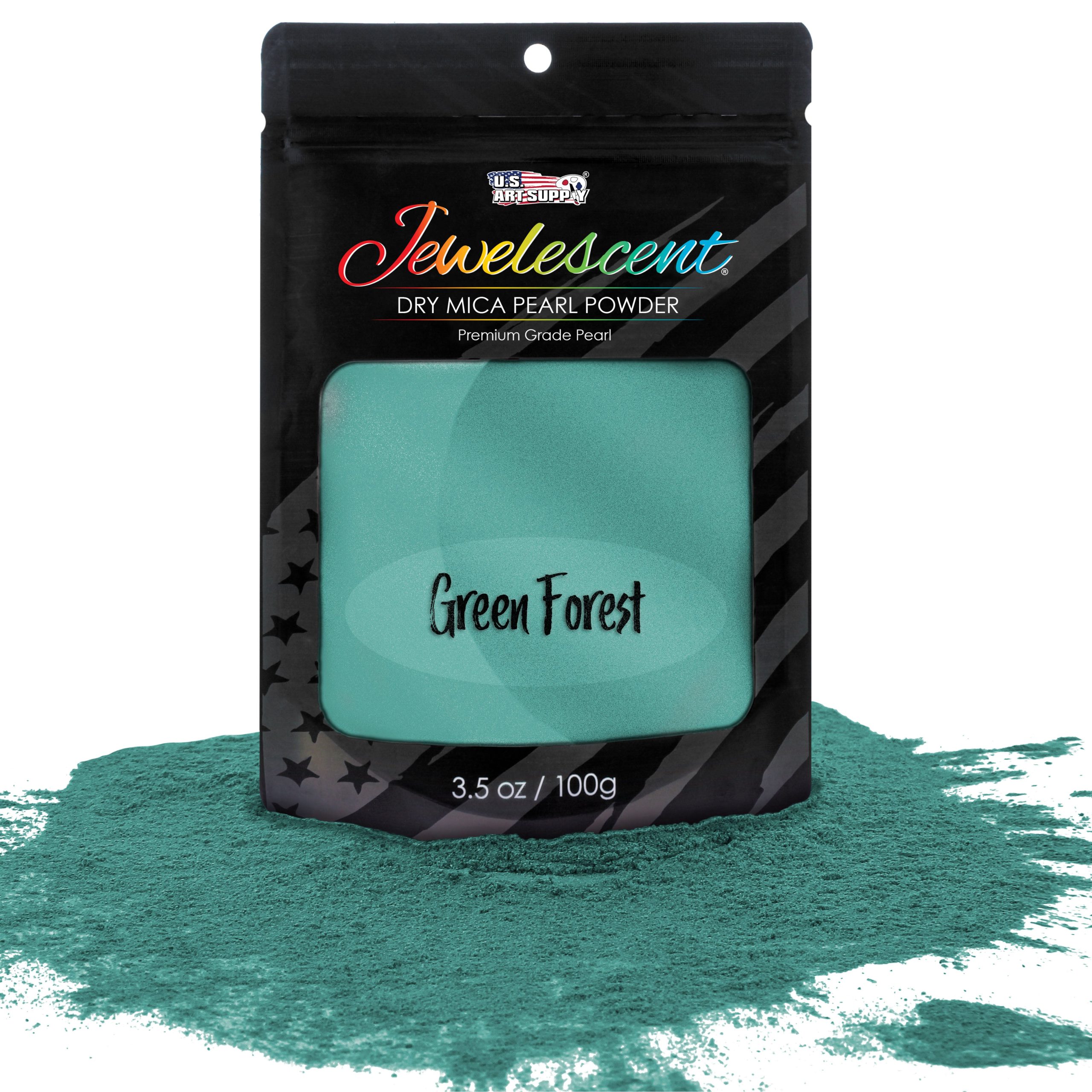 Jewelescent Mica Pearl Pigment Powder. Green Forest 3.5 oz (100g) Pouch - Cosmetic Grade. Epoxy Resin Color Pigment. Mica Powder for Resin. Soap. Slime. Candle Dye. Art. Crafts