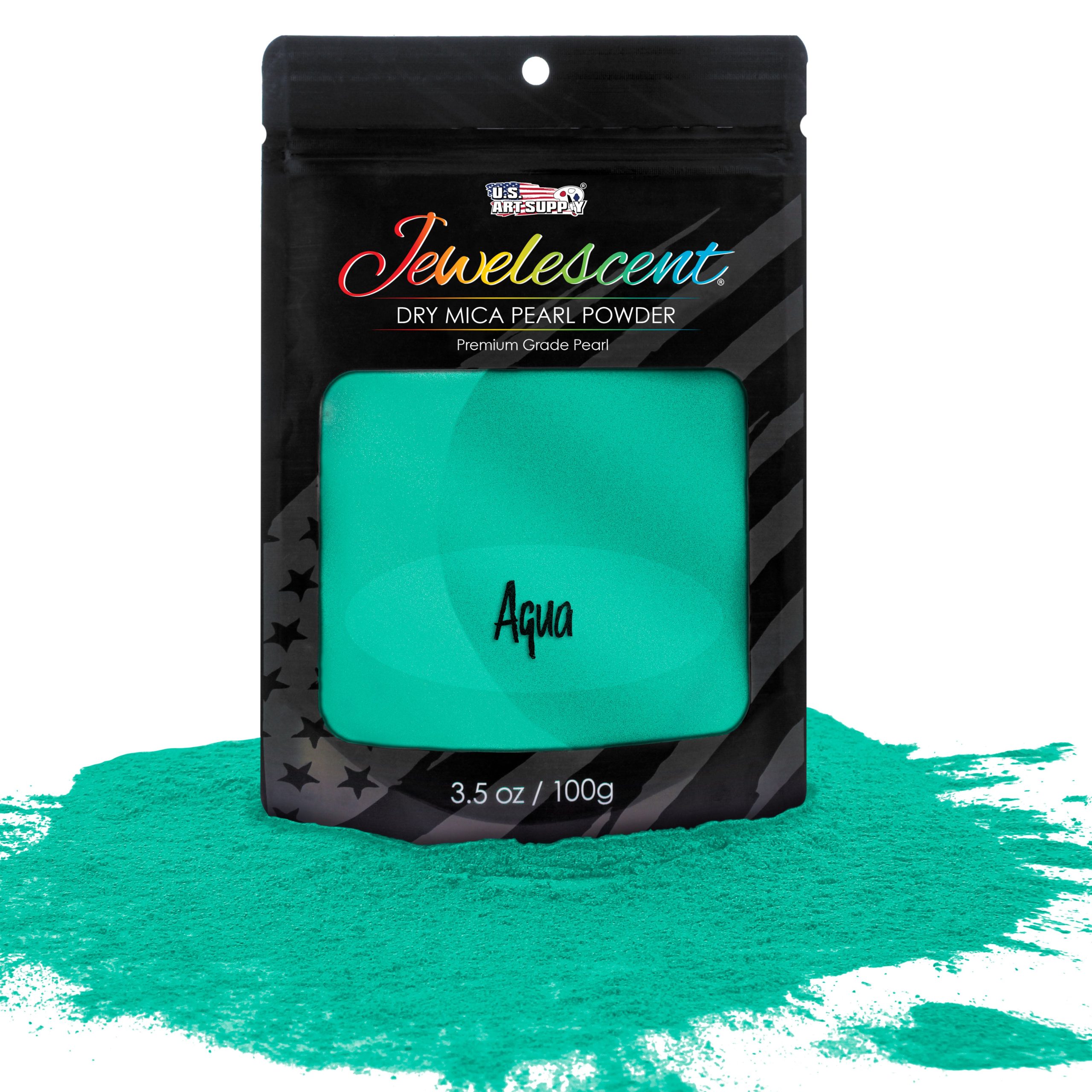 Jewelescent Mica Pearl Pigment Powder. Aqua 3.5 oz (100g) Pouch - Cosmetic Grade. Epoxy Resin Color Pigment. Mica Powder for Resin. Soap. Slime. Candle Dye. Art. Crafts