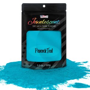 Jewelescent Mica Pearl Pigment Powder. Peacock Teal 3.5 oz (100g) Pouch - Cosmetic Grade. Epoxy Resin Color Pigment. Mica Powder for Resin. Soap. Slime. Candle Dye. Art. Crafts