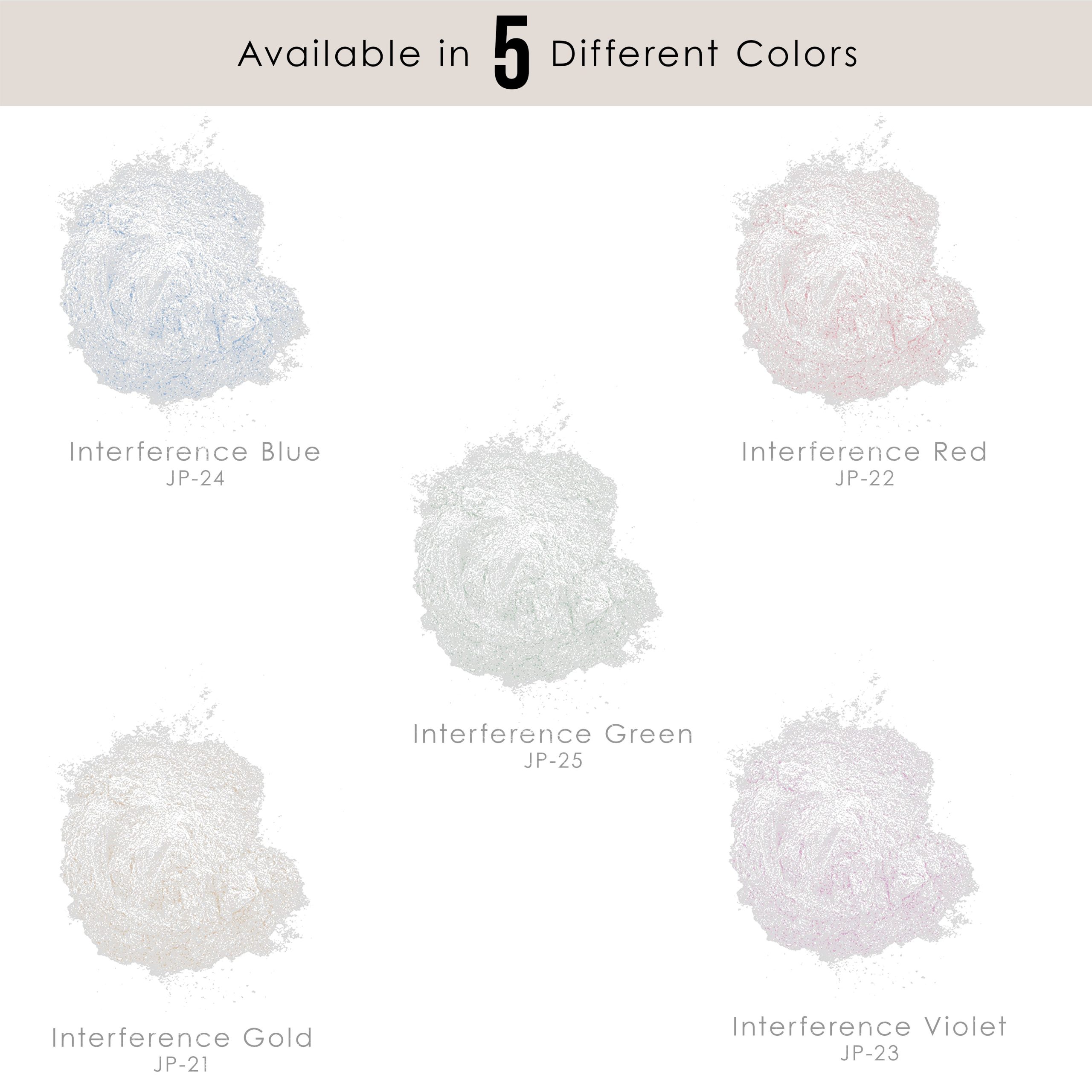 Jewelescent Mica Pearl Pigment Powder Kit. 5 Interference Colors. 3.5 oz (100g) Pouches - Cosmetic Grade. Epoxy Resin Color Pigment. Mica Powder for Resin. Soap. Slime. Candle Dye. Art - Image 3