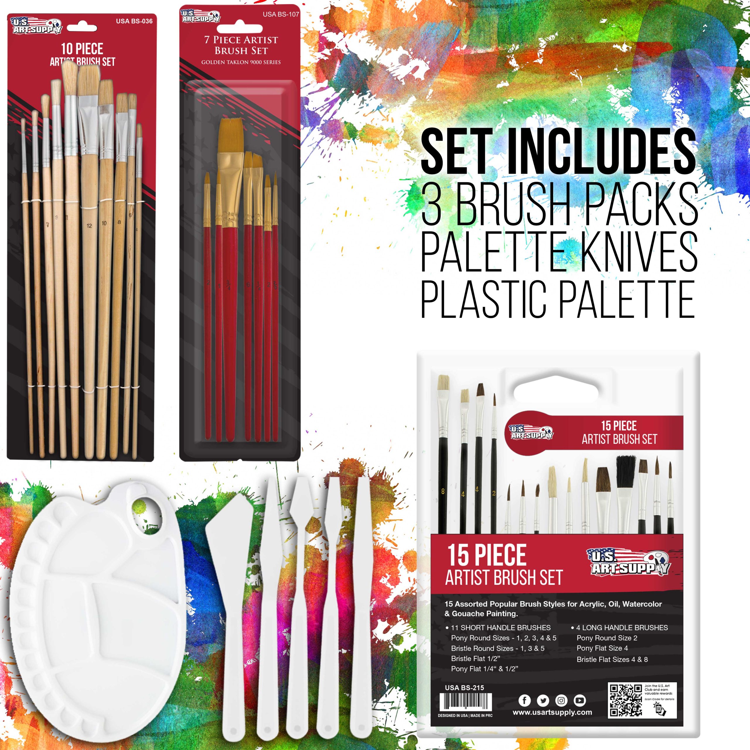 121-Piece Artist Painting Kit for Adults - Paint Easel. 24 Acrylic. 24 Oil. 24 Watercolor Paints. Stretched Canvas. Canvas Panels. Paper Pads. 32 Assorted Brushes. Palette. Gift Set - Image 5