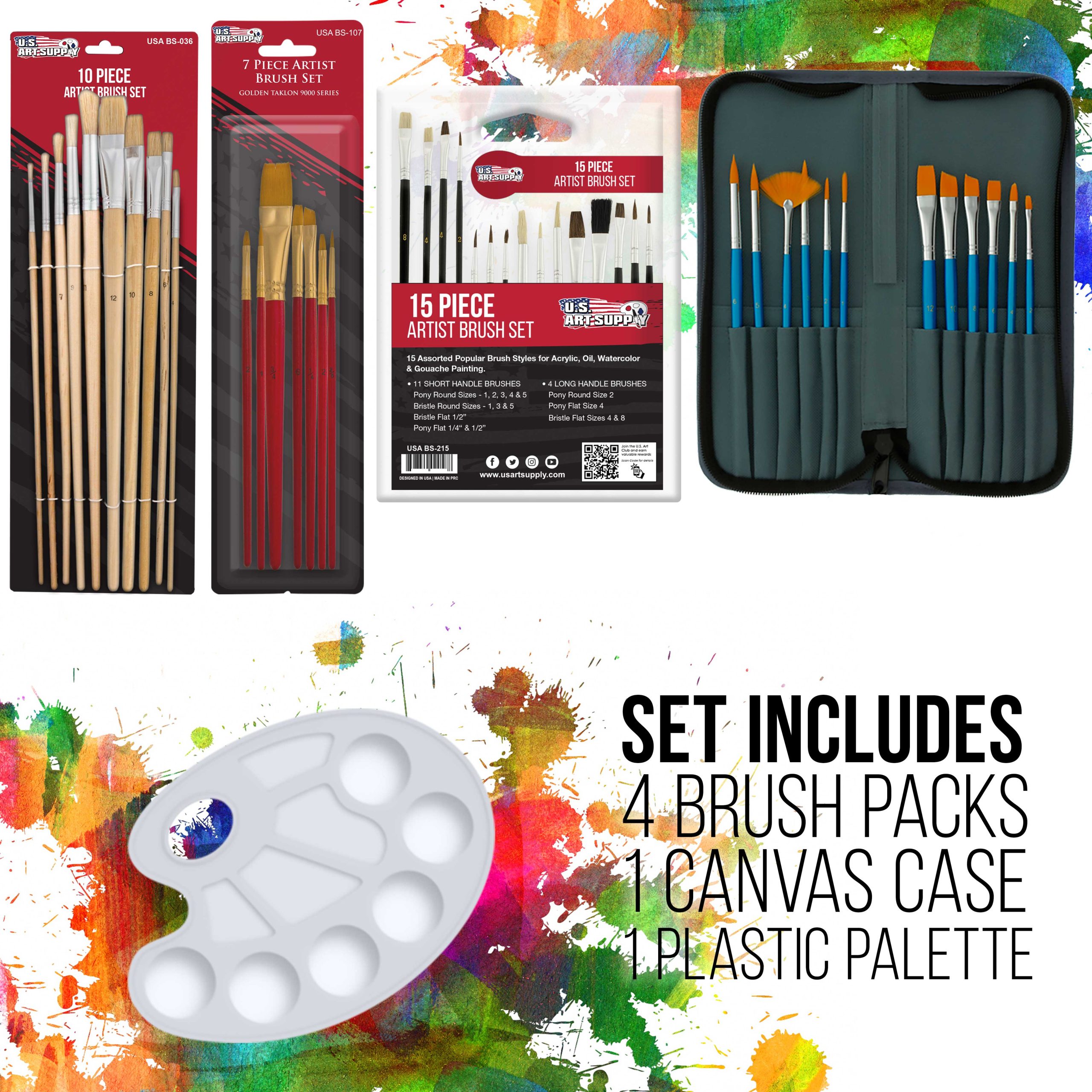 133-Piece Artist Painting Kit - Aluminum & Wood Easel. 24 Each (Acrylic. Oil. Watercolor Paints). 8 Canvases. 44 Brushes. 4 Paint & Sketch Pads - Painting Kits for Adults. Gift Set - Image 5