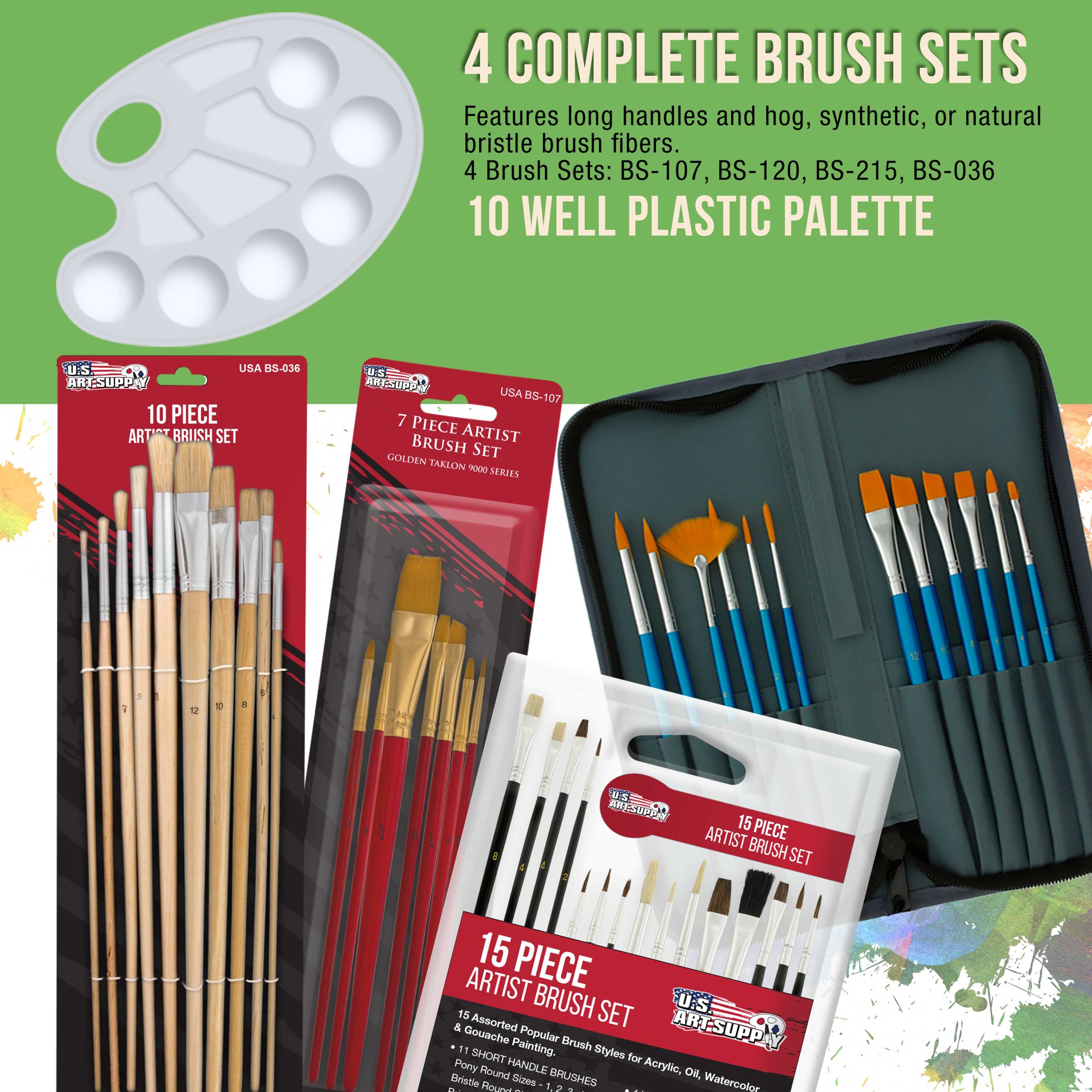 133-Piece Artist Painting Kit - Aluminum & Wood Easel. 24 Each (Acrylic. Oil. Watercolor Paints). 8 Canvases. 44 Brushes. 4 Paint & Sketch Pads - Painting Kits for Adults. Gift Set - Image 6