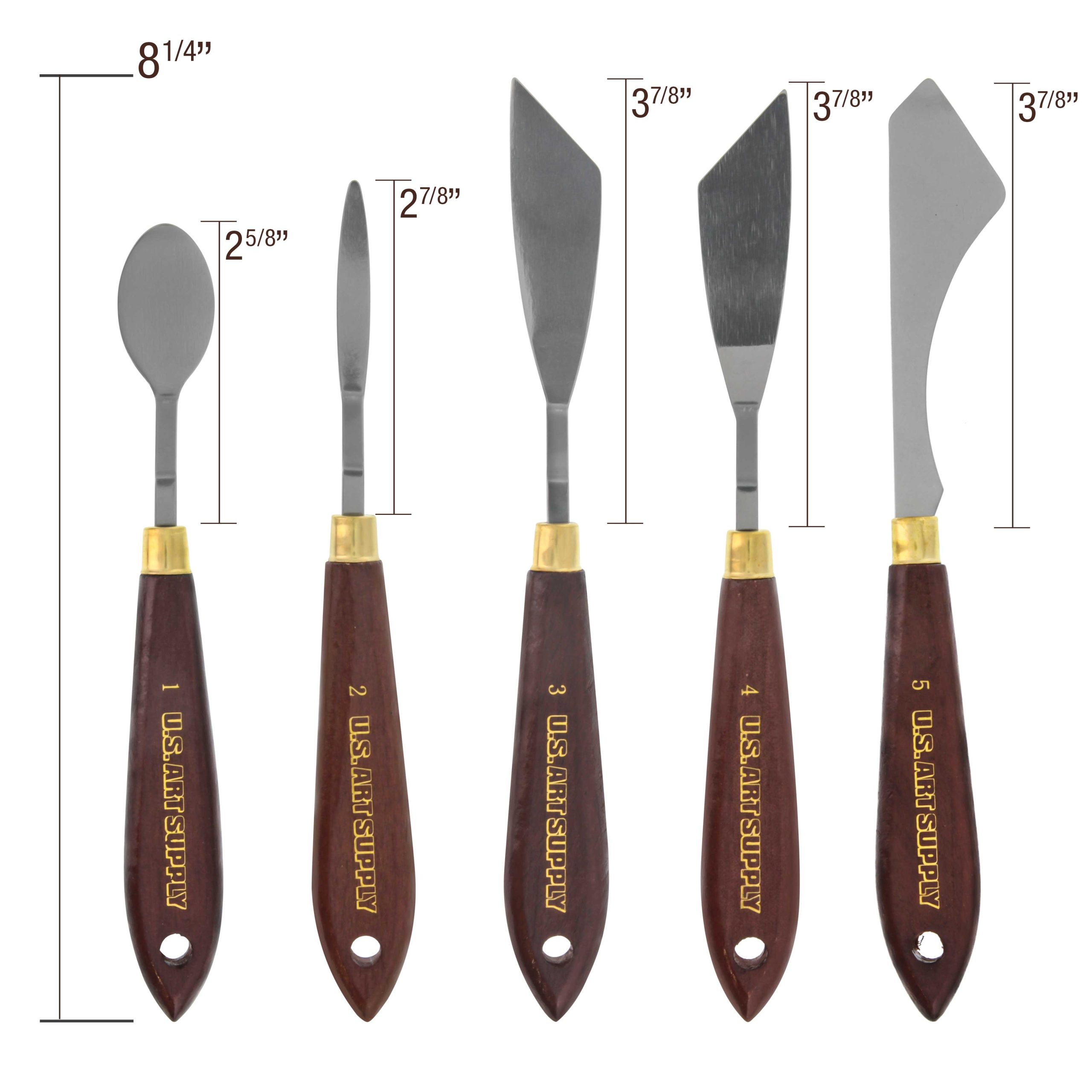 5-Piece Artist Stainless Steel Palette Knife Set - Wood Hande Flexible Spatula Painting Knives for Color Mixing Spreading. Applying Oil. Acrylic Paint on Canvas - Image 4