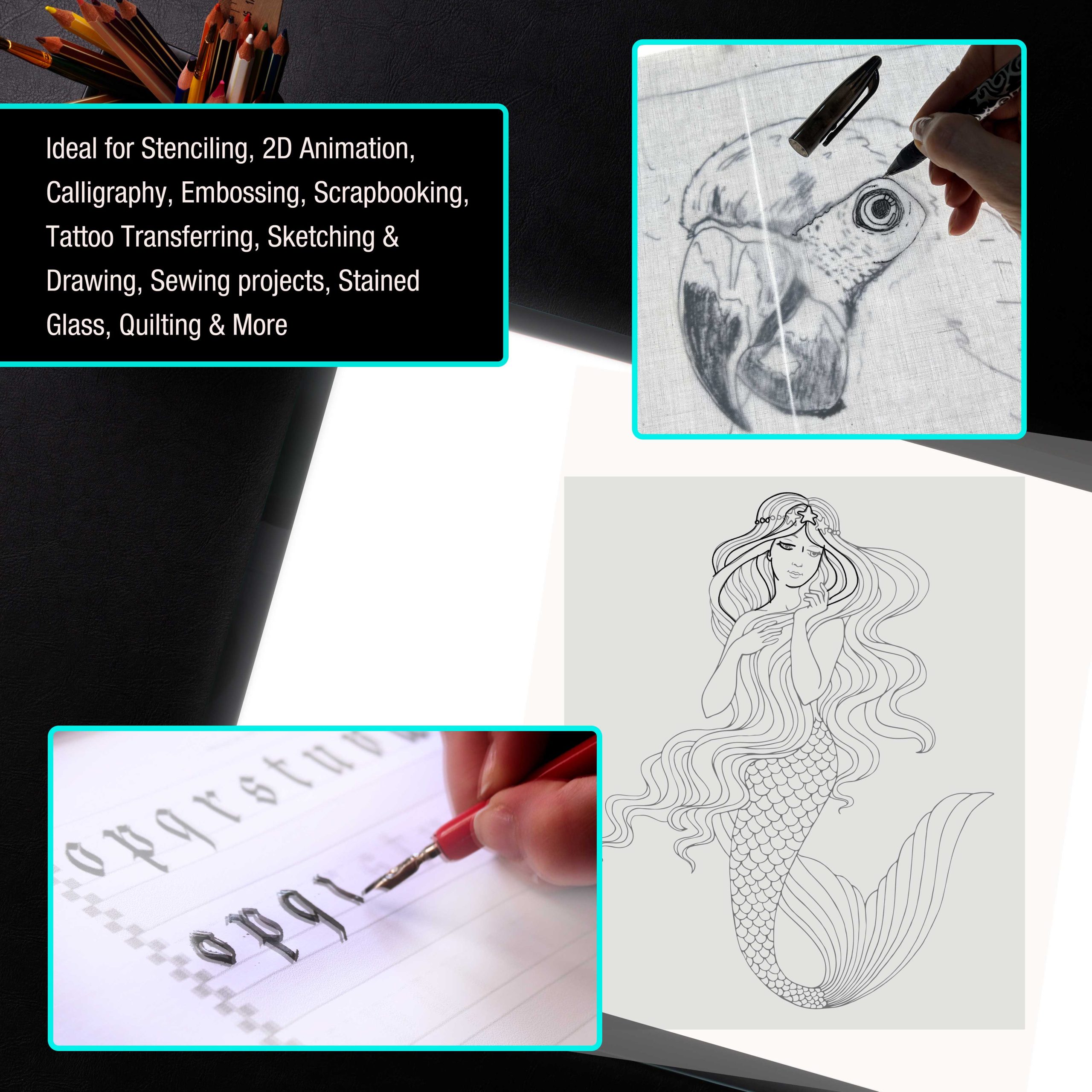 Lightmaster 32.5 Diagonal A2 LED Light Box Board - 17 x 24. Light Board Tracing Pad with Dimmable 12V Lamps. Artist Lightbox for Tracing. Drawing. Diamond Painting - Image 7