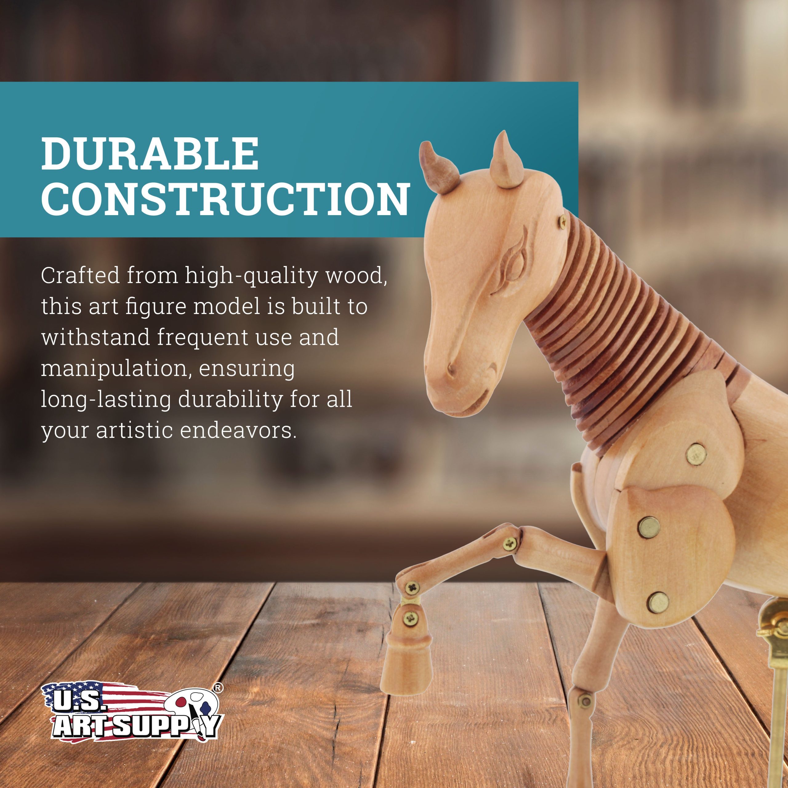 12 Wooden Horse Manikin Posable Figure for Drawing - Articulated Mannequin with Base and Flexible Body for Drawing The Equine Figure - Image 2