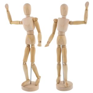 12 Wooden Male Manikin Posable Figure for Drawing (2 Pack) - Articulated Mannequin with Base and Flexible Body for Drawing The Human Figure