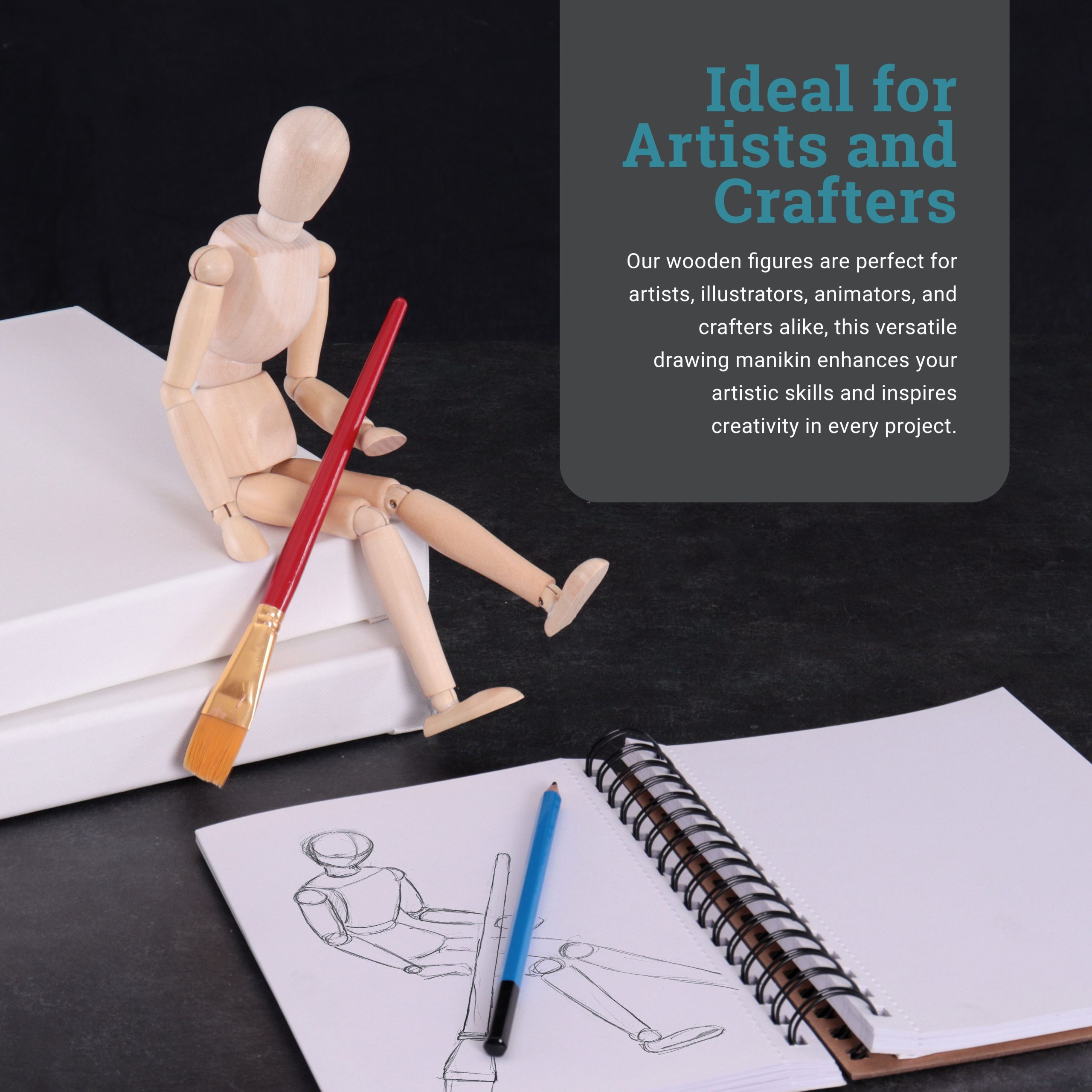 12 Wooden Male Manikin Posable Figure for Drawing - Articulated Mannequin with Base and Flexible Body for Drawing The Human Figure - Image 7