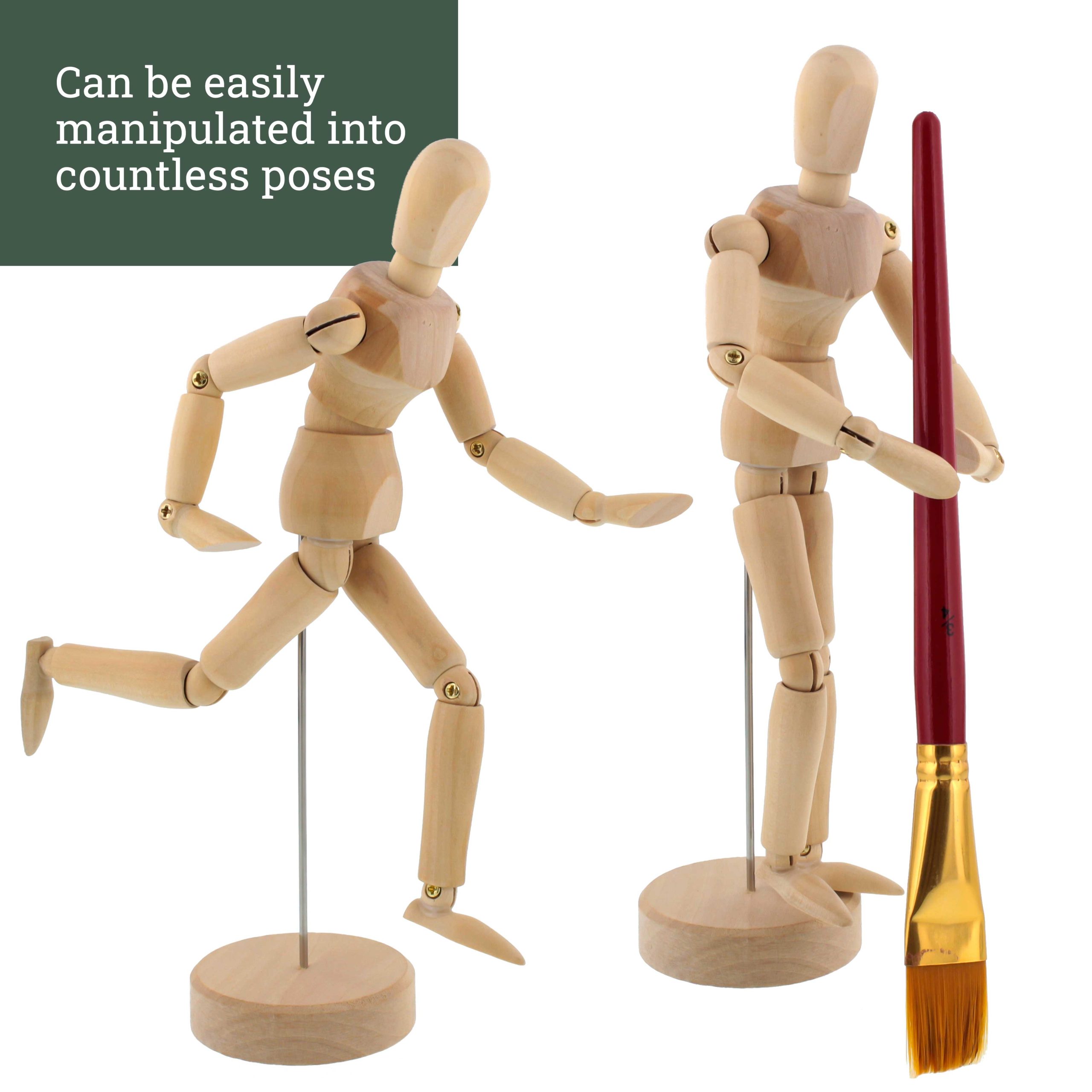 Wood Artist Drawing Manikin Articulated Mannequin with Base and Flexible Body - Perfect For Drawing the Human Figure (5 Male) - Image 4