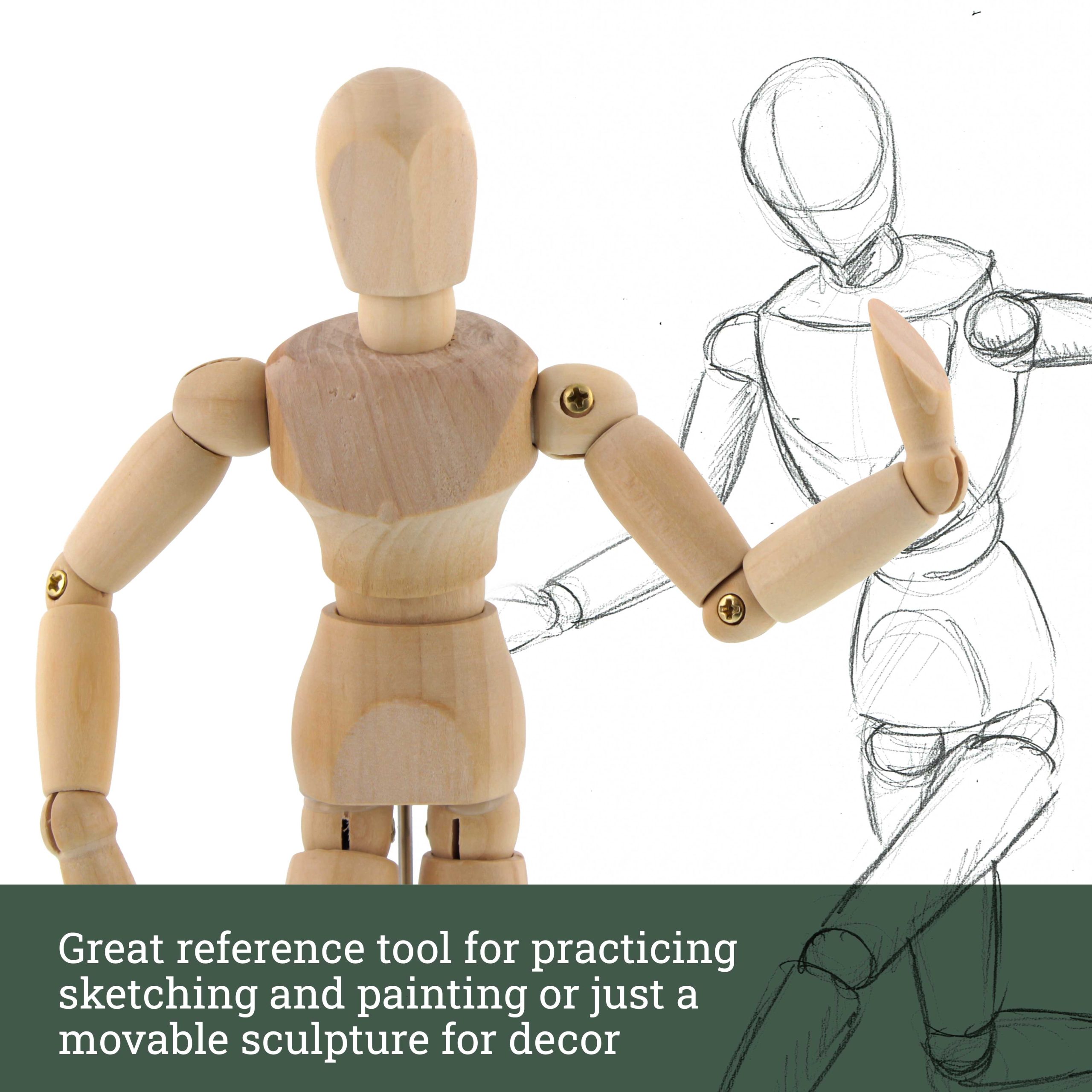 Wood Artist Drawing Manikin Articulated Mannequin with Base and Flexible Body - Perfect For Drawing the Human Figure (5 Male) - Image 5