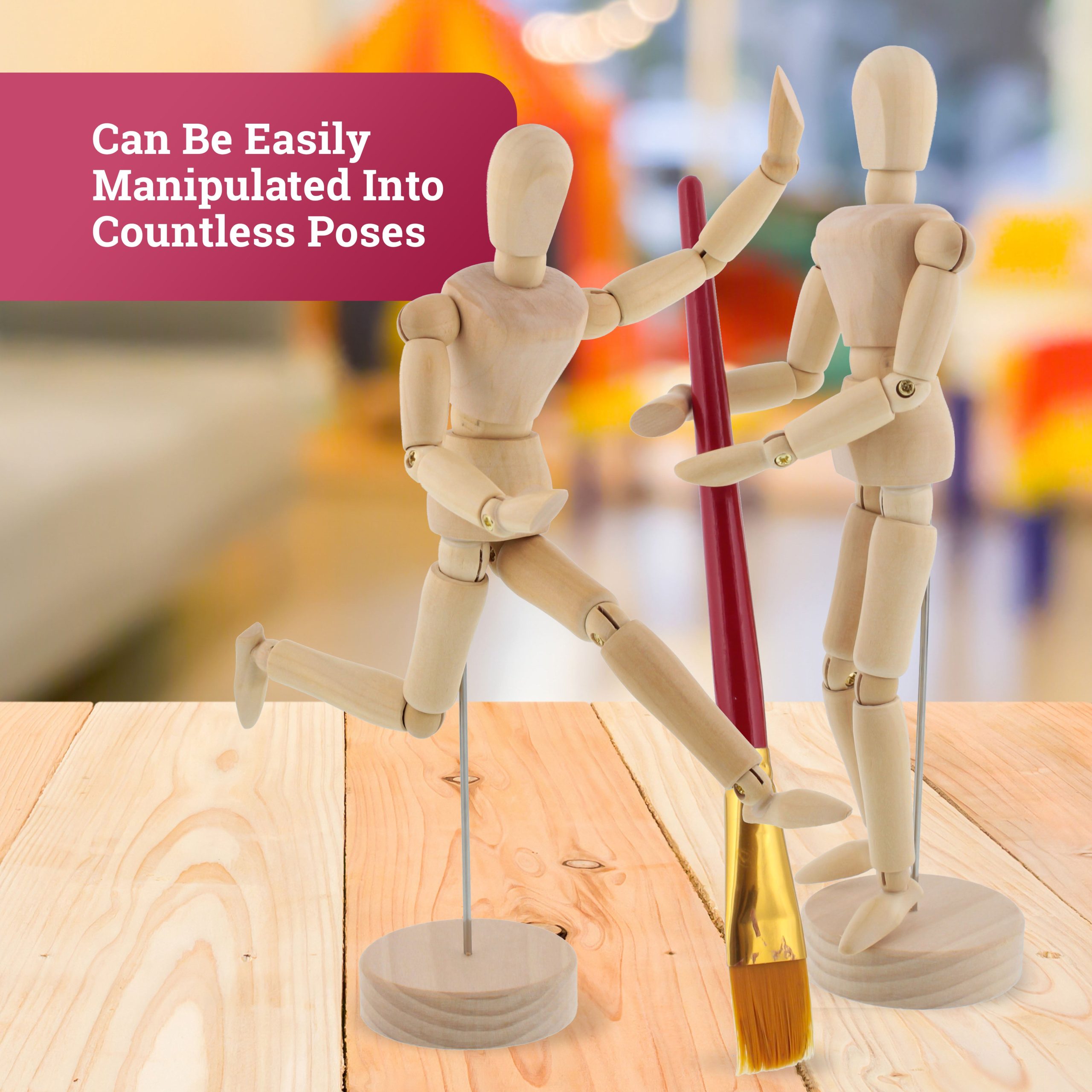 Wood 8 Artist Drawing Manikin Articulated Mannequin with Base and Flexible Body - Perfect For Drawing the Human Figure (8 Female) - Image 6