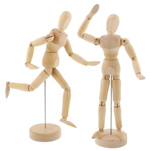 8 Wooden Male Manikin Posable Figure for Drawing (2 Pack) - Articulated Mannequin with Base and Flexible Body for Drawing The Human Figure