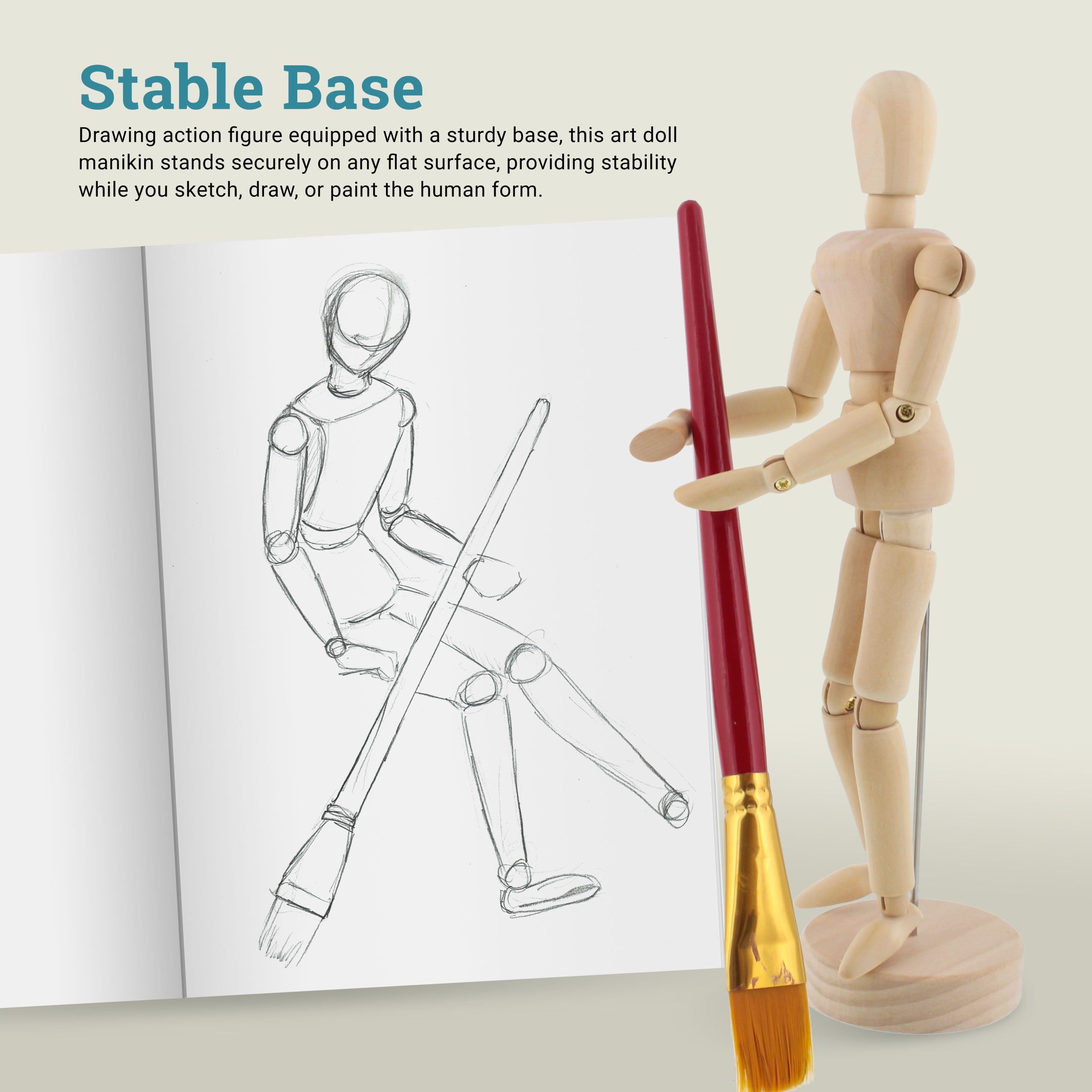 8 Wooden Male & Female Manikin Posable Figures for Drawing - Articulated Mannequin with Base and Flexible Body for Drawing The Human Figure - Image 5