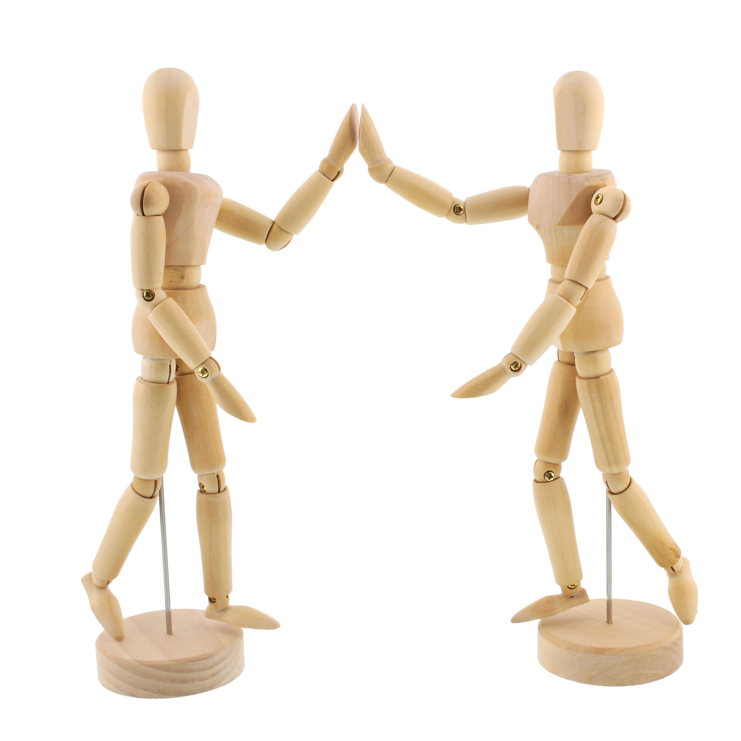 8 Wooden Male & Female Manikin Posable Figures for Drawing - Articulated Mannequin with Base and Flexible Body for Drawing The Human Figure