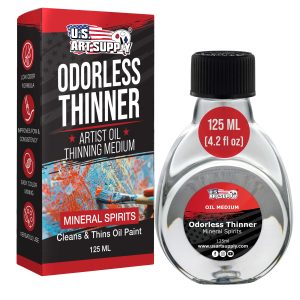 Odorless Mineral Spirits for Cleaning - 4.2oz (125ml) Highly Refined Paint Solvent. Thinner for Oil Mediums