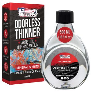 Odorless Mineral Spirits for Cleaning - 16.9oz (500ml) Highly Refined Paint Solvent. Thinner for Oil Mediums