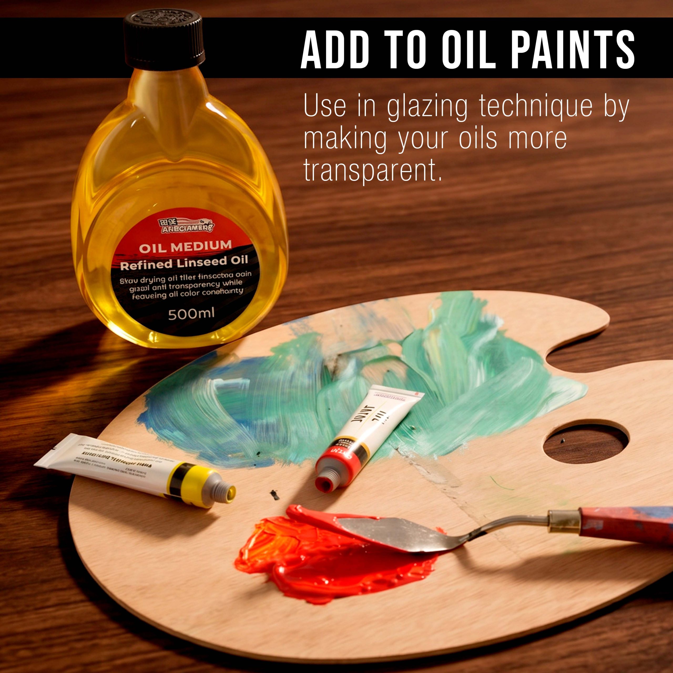 Refined Linseed Oil. 500ml (16.9 oz) Fluid Medium - Linseed Oil for Wood. Painting Mediums & Wood Finishing - Image 3