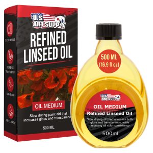 Refined Linseed Oil. 500ml (16.9 oz) Fluid Medium - Linseed Oil for Wood. Painting Mediums & Wood Finishing