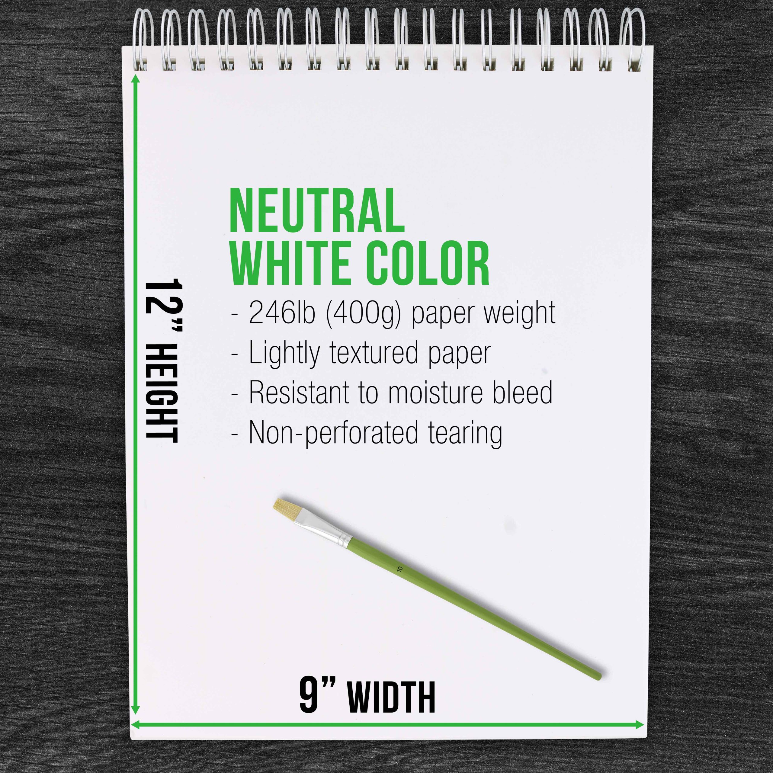 9x12 Premium Heavy-Weight Acrylic Painting Paper Pad. 246lb (400gsm). 2 Pack. 12 Sheets. Spiral Bound. for Acrylic Paint - Image 3