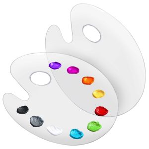 9 x 11.8 Clear Oval Acrylic Painting Palette (2-Pack) - Artists Transparent Plastic Mixing Paint Palette Tray - Non-Stick Surface for Acrylic and Oil Paint