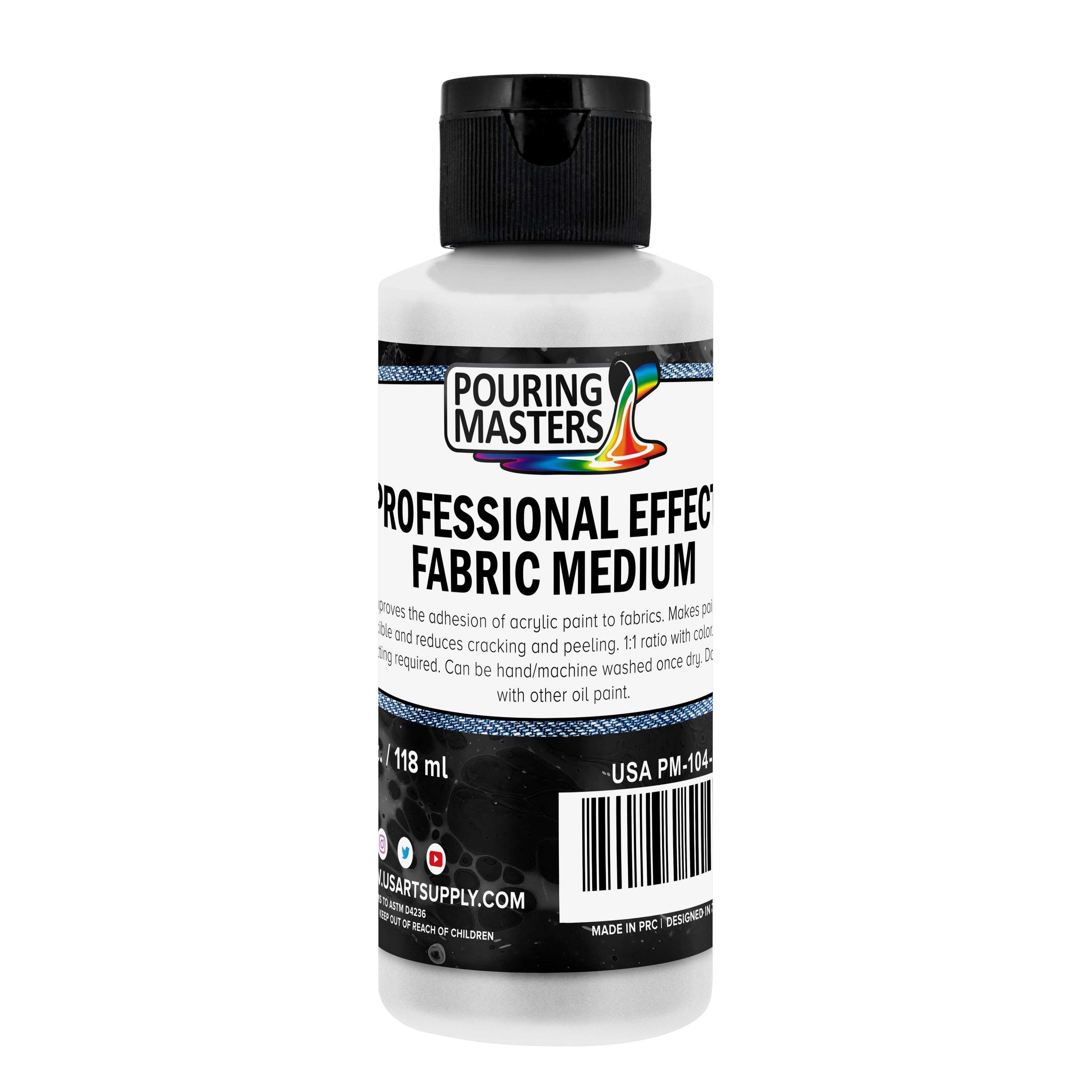 Professional Effects Fabric Medium 4oz. Extender. Improves Paint Adhesion to Textiles - Fabric Medium for Acrylic Paint on Textile Increases Flexibility and Transparency