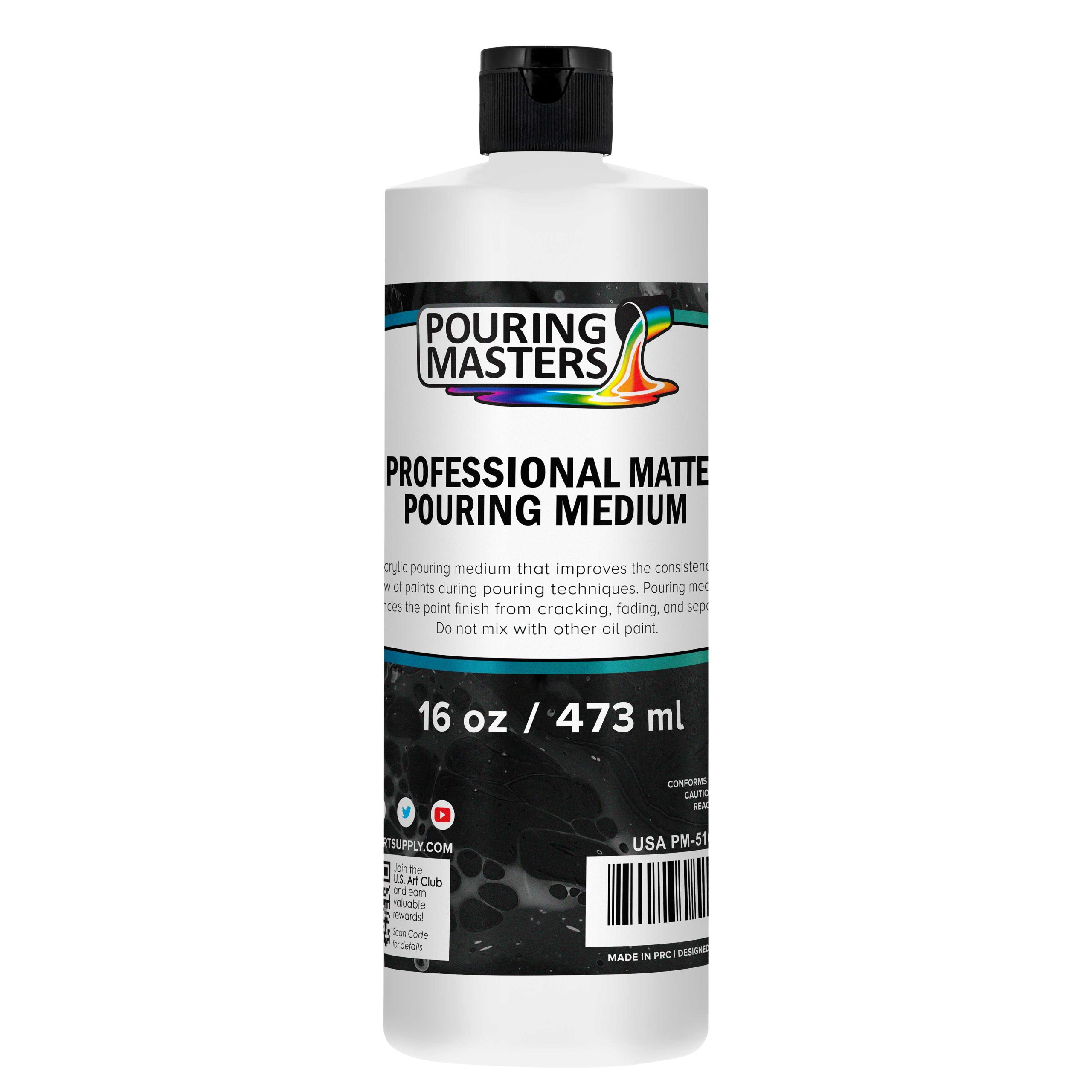 16oz (Pint) Pouring Paint Matte Medium - Professional Acrylic Medium for Improving Paint Flow & Cell Effects Creator. Viscosity Adjuster