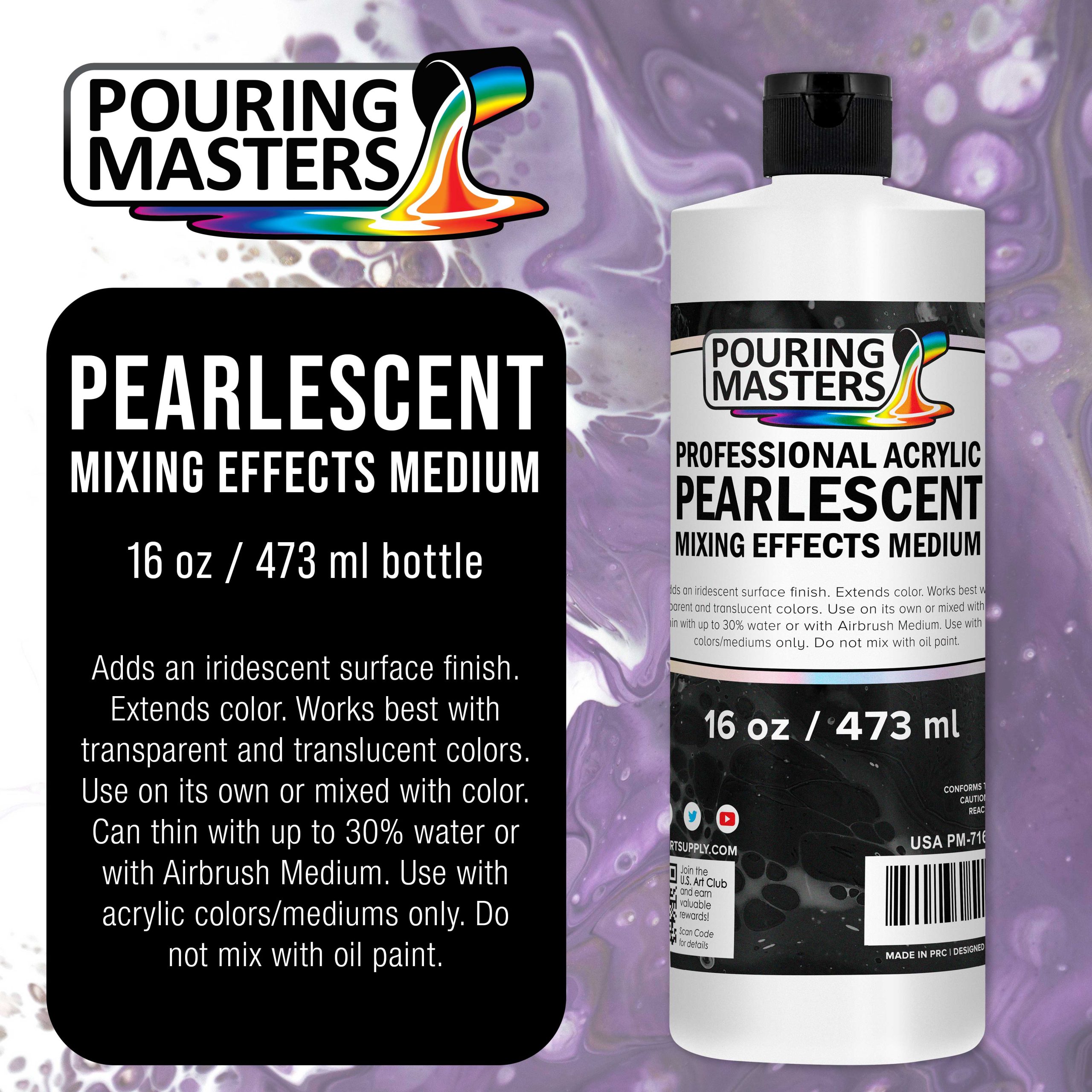 16 Oz (Pint) Acrylic Pearlescent Effects Medium - Creates Pearl Iridescent Metallic Shimmer for Fluid Art & Acrylic Painting - Image 2