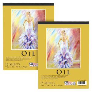 9 x 12 Premium Heavy-Weight Oil Painting Pad (2 Pack. 30 Sheets Total) - 90lb (190gsm) - Oil Pastel Paper for Students and Adults