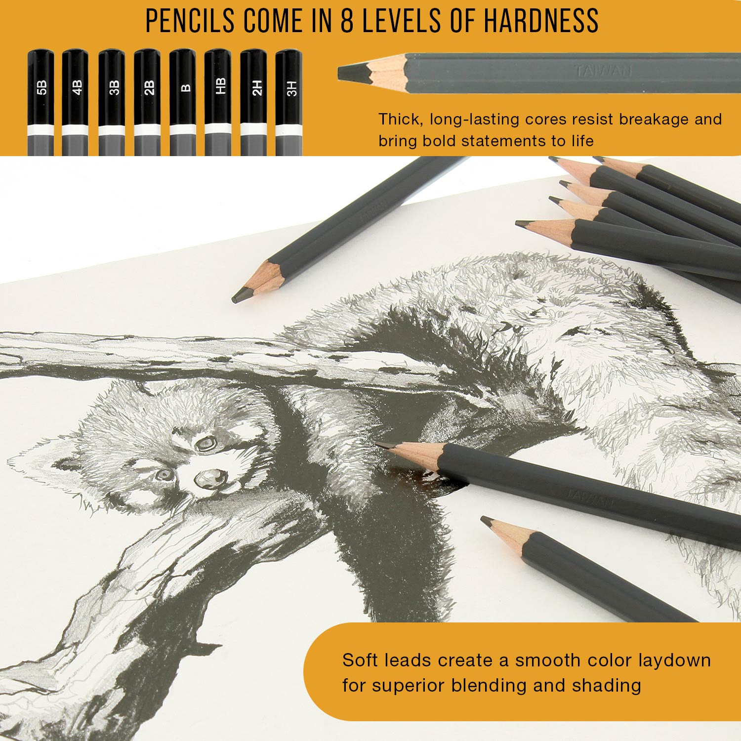 20 Piece Professional Hi-Quality Artist Sketch Set in Hard Storage Case - Sketch & Charcoal Pencils. Pastel. Stumps. Eraser. Sharpeners - Image 3