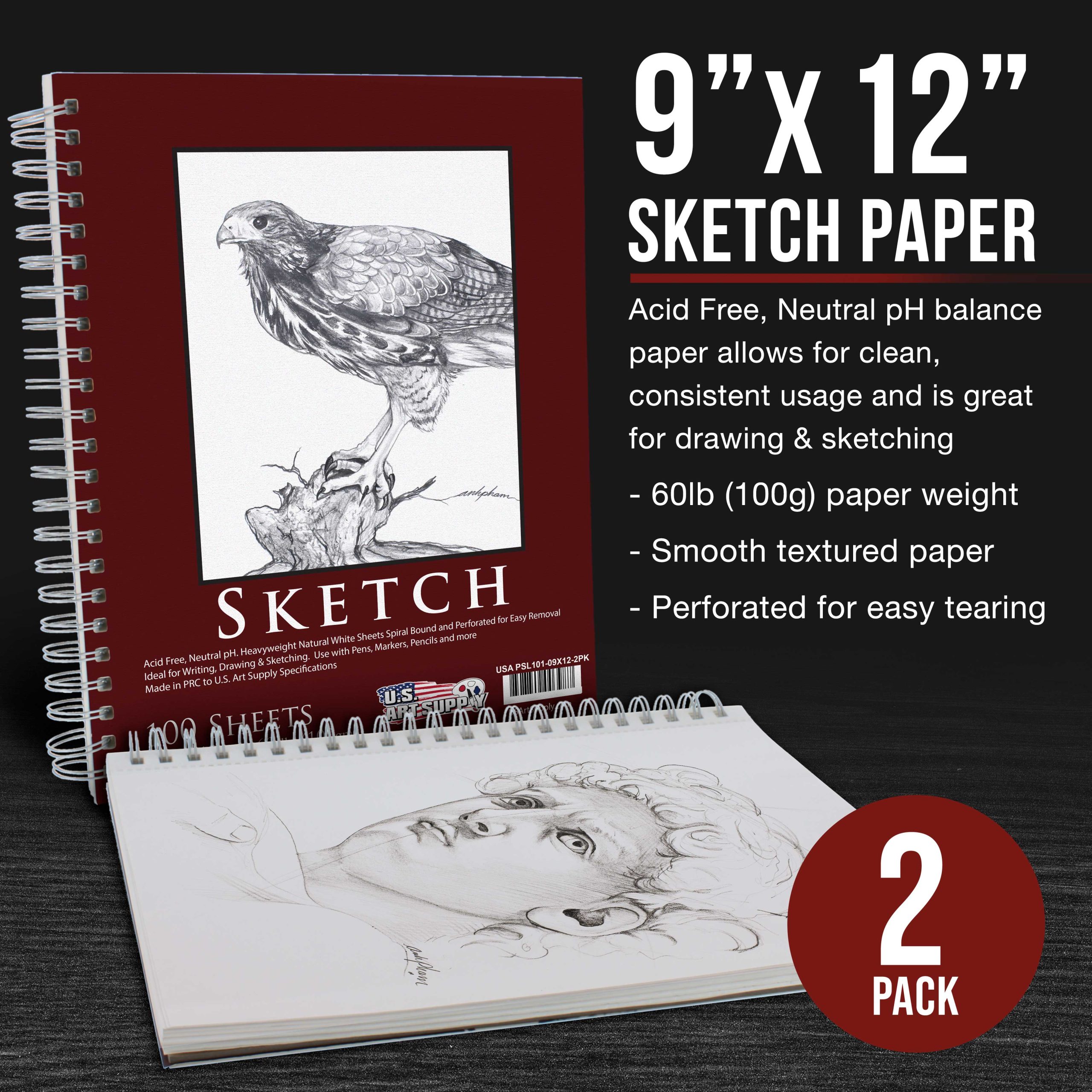 U.S. Art Supply 50 Piece Adult Coloring Book Artist Grade Colored Pencil Set with 2 - 9 x 12 Sketch Pads Drawing Paper - Sketching Shading Blending - Image 3