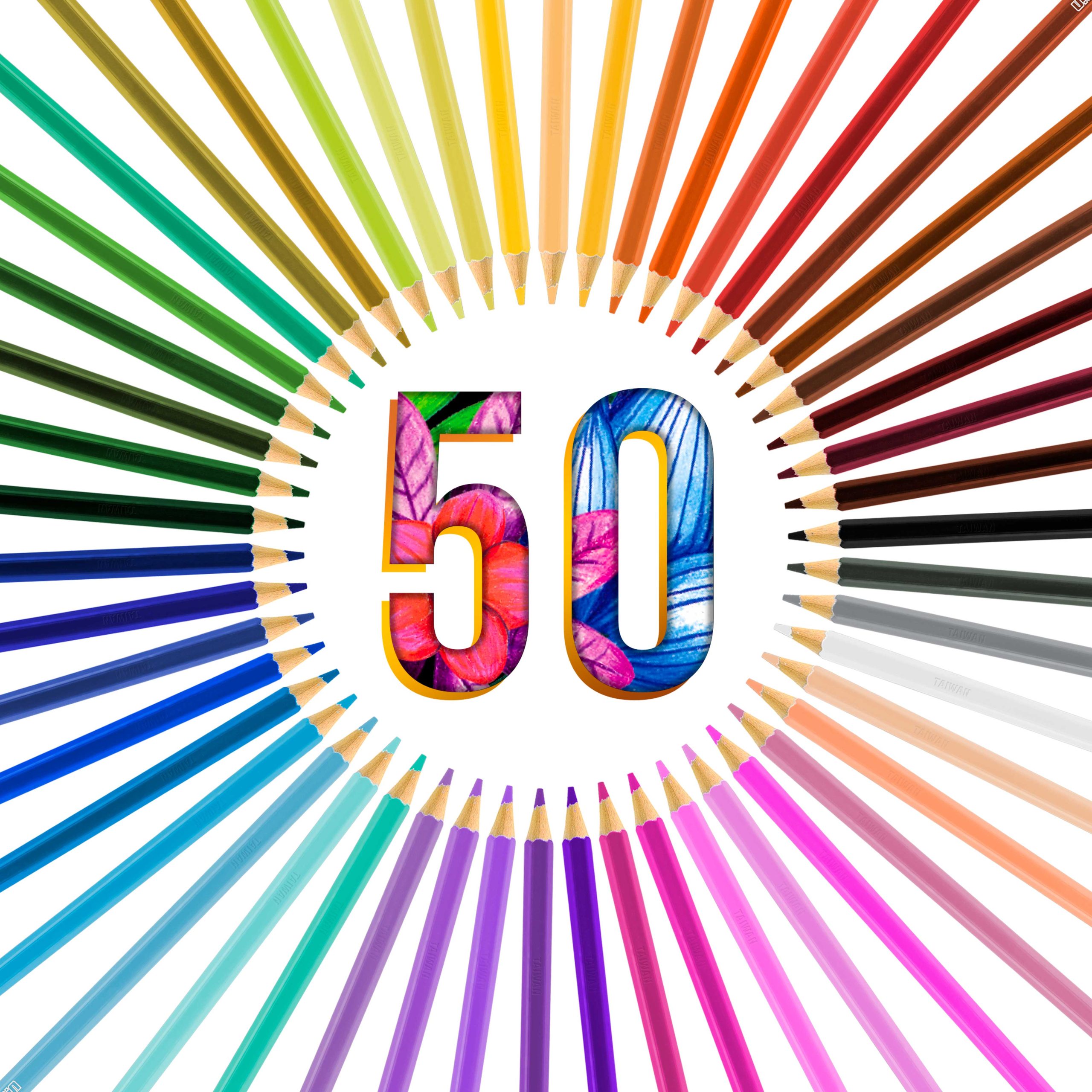 U.S. Art Supply 50 Piece Adult Coloring Book Artist Grade Colored Pencil Set with 2 - 9 x 12 Sketch Pads Drawing Paper - Sketching Shading Blending - Image 4