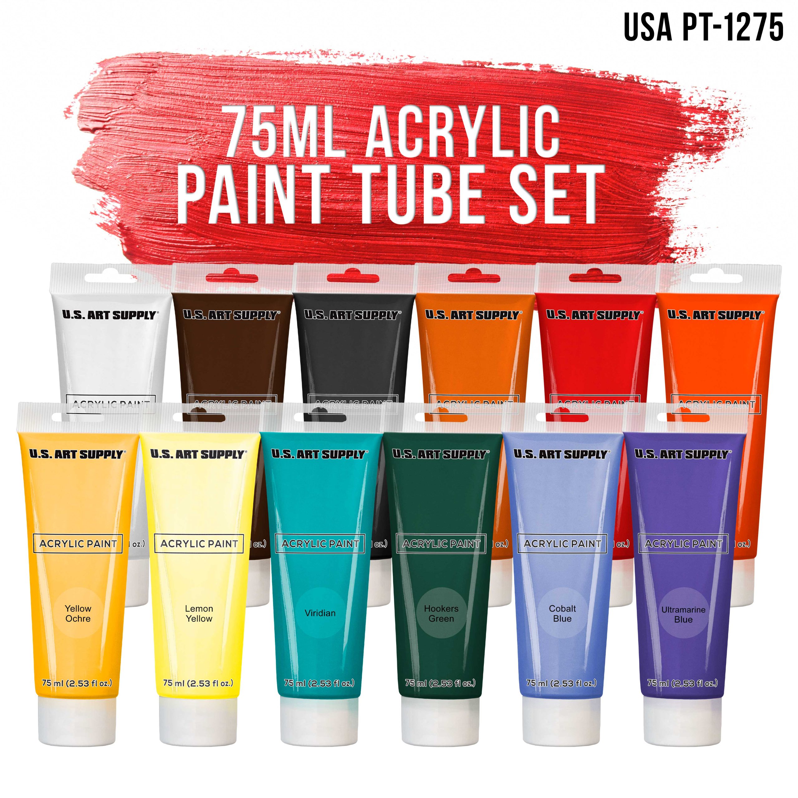 12 Color Set of Acrylic Oil Paint 75ml Tubes - High Opacity. Strong Tinting Strength. Oil Paints for Canvas Painting. Wood & Media - Image 2