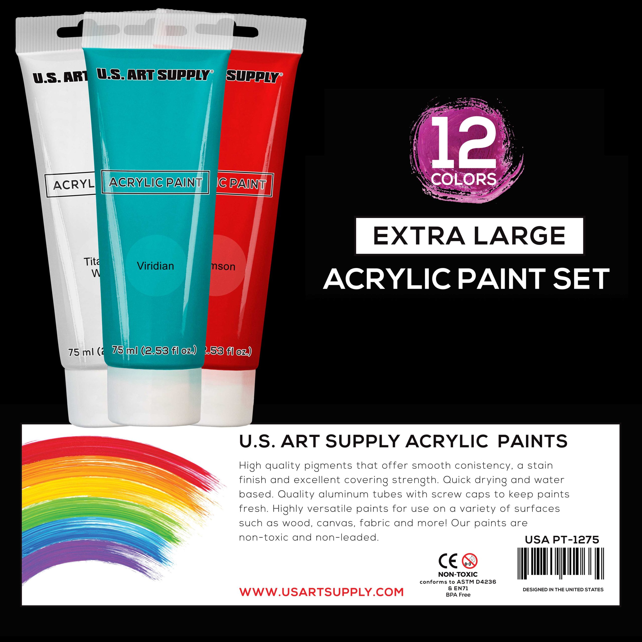 12 Color Set of Acrylic Oil Paint 75ml Tubes - High Opacity. Strong Tinting Strength. Oil Paints for Canvas Painting. Wood & Media - Image 3